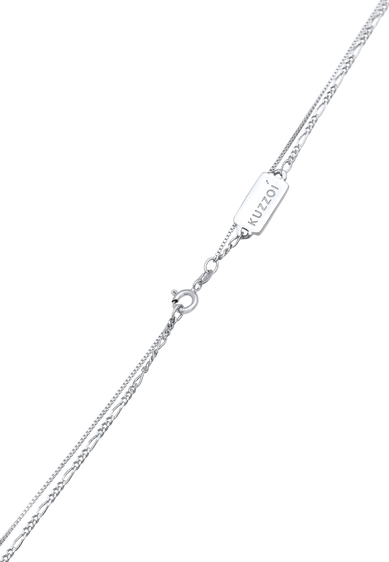 Kuzzoi Kette mit Anhänger »Halskette Herren Layer Figaro Venezianer Plättchen 925 Silber«