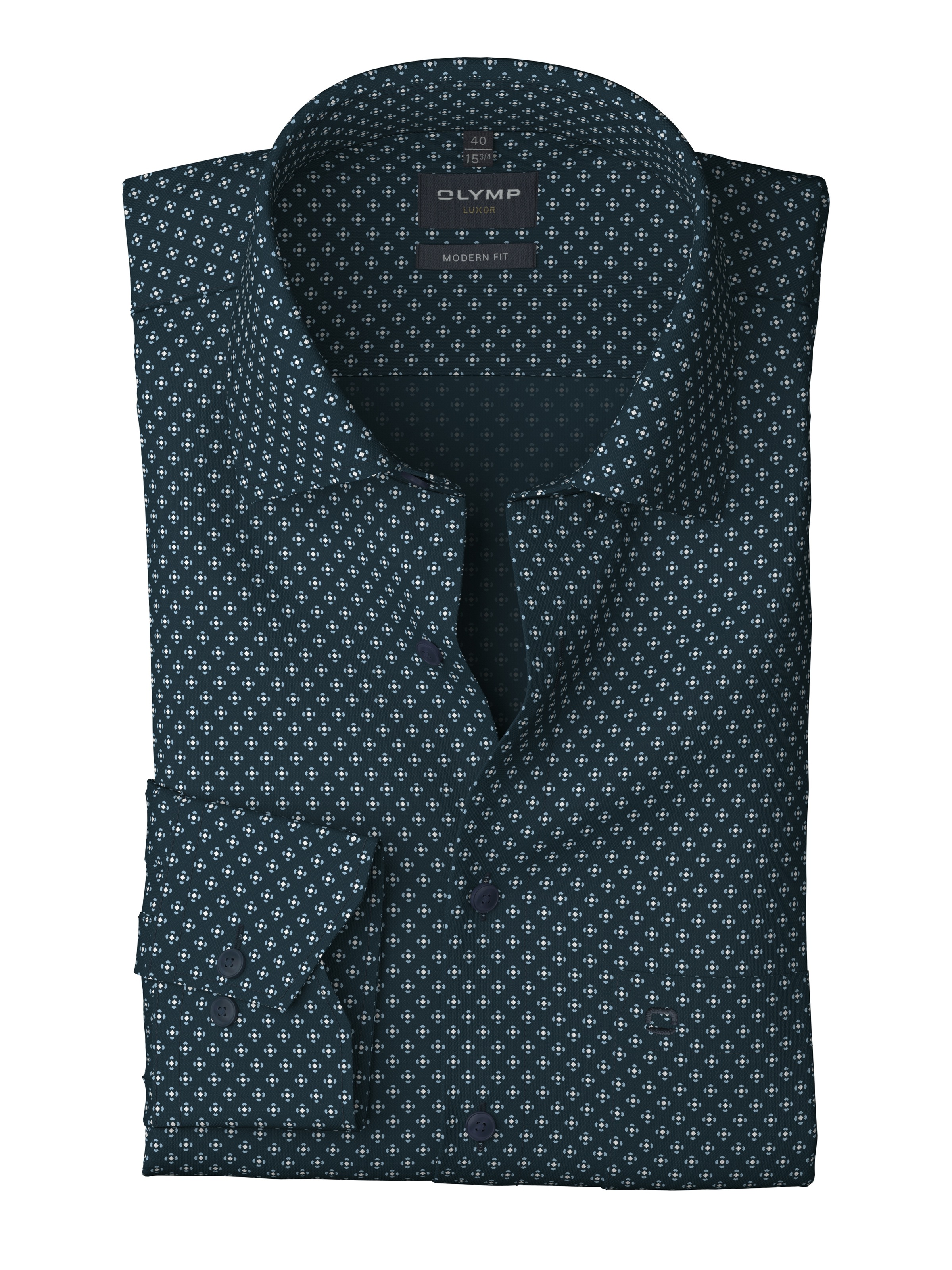 OLYMP Langarmhemd »Luxor modern fit«, modern fit, Businesshemd, gemustert, New-Kentkragen