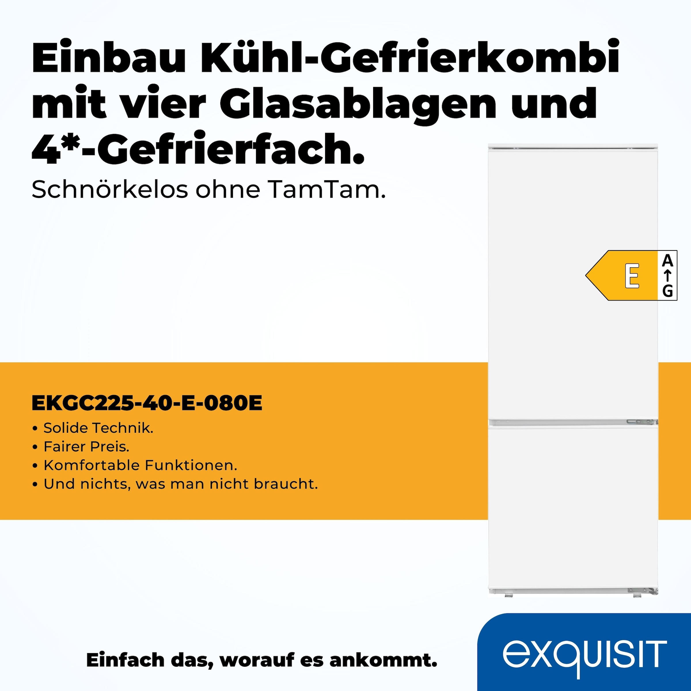 exquisit Einbaukühlgefrierkombination »EKGC225-40-E-080E«, Tür Alarm