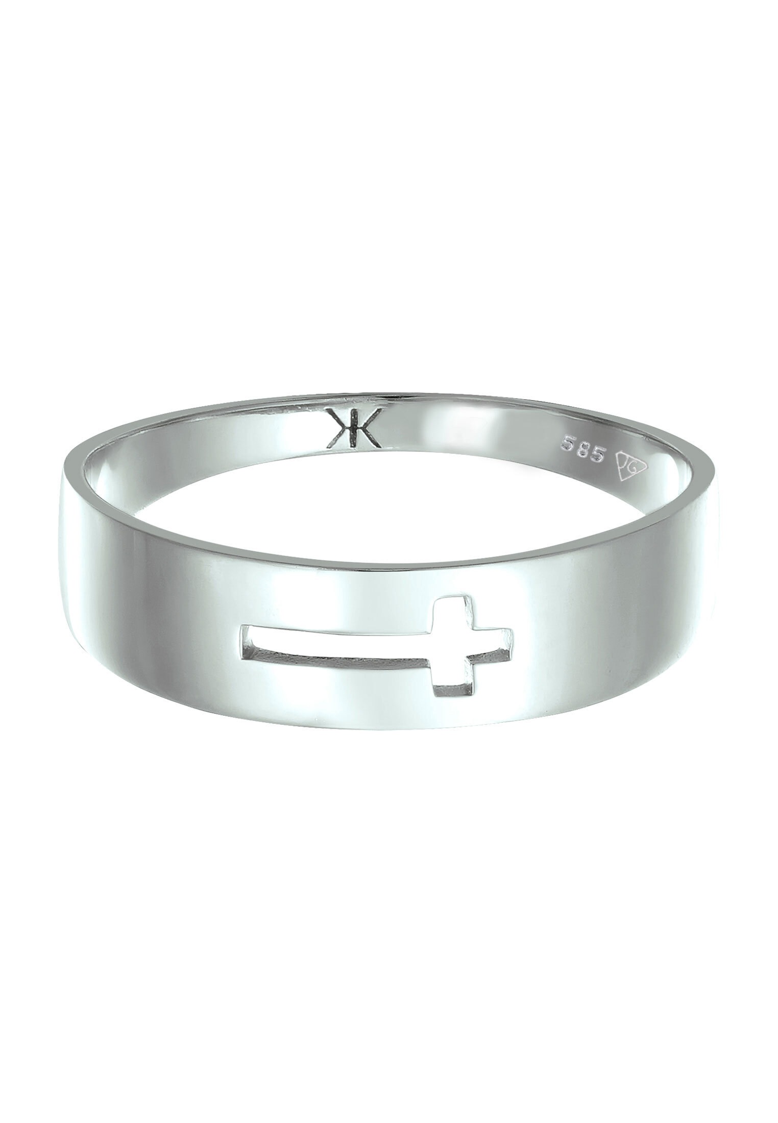 Kuzzoi Silberring »Ring Kreuz Basic 585 Weißgold«