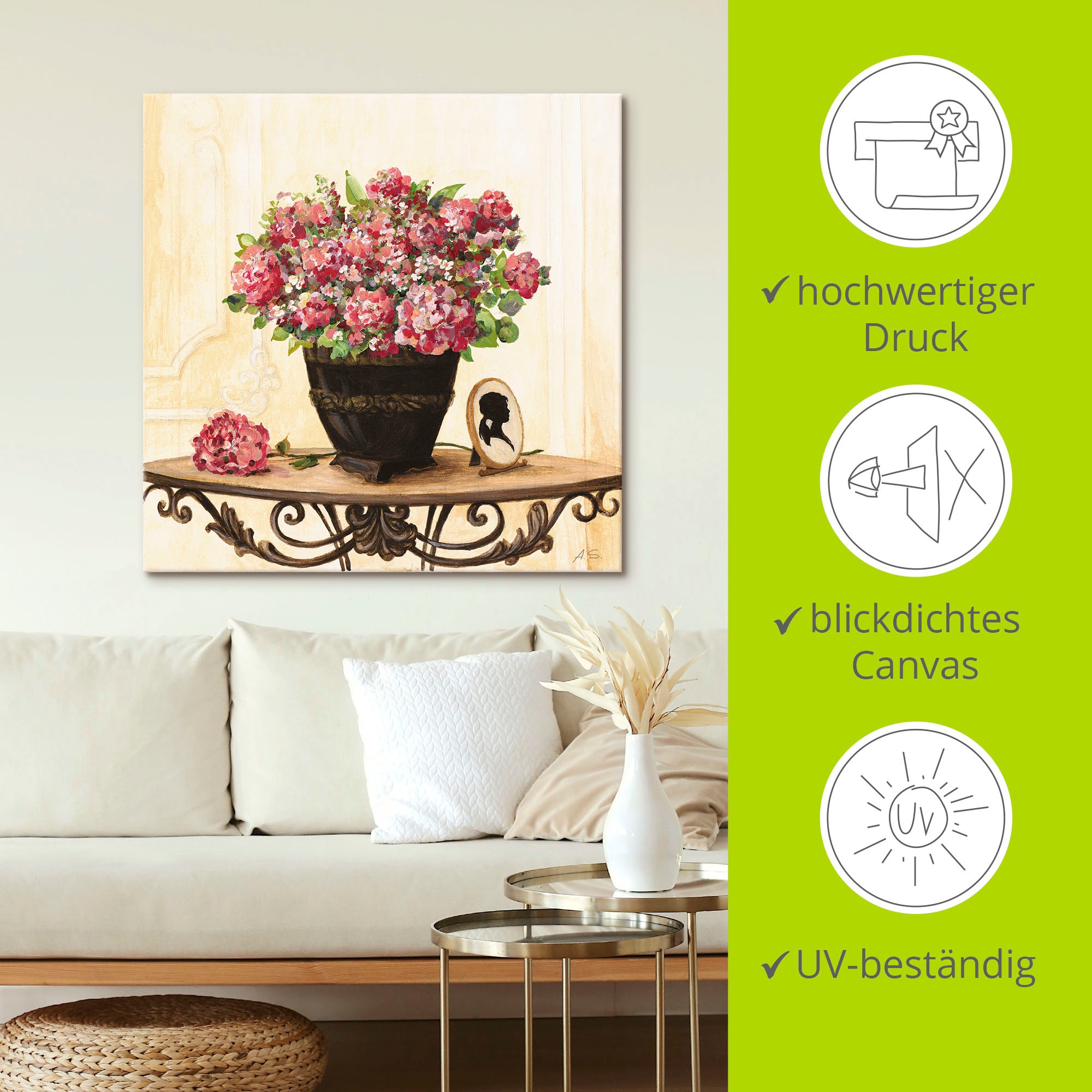 Artland Leinwandbild »Bouquet von roten Hortensien« Arrangements 1 Stk. tlg. auf Holzrahmen gespannt