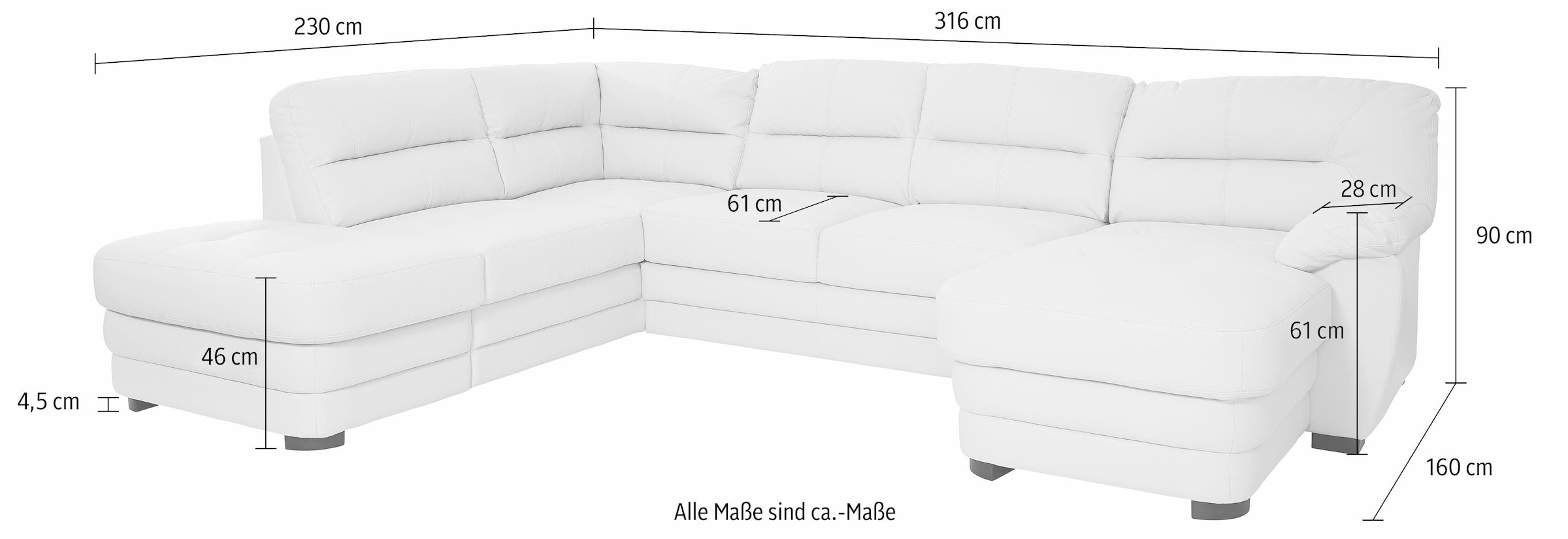 COTTA Polstergarnitur »Royale U-Form«, (Set), Set bestehend aus: Wohnlandschaft & Hocker