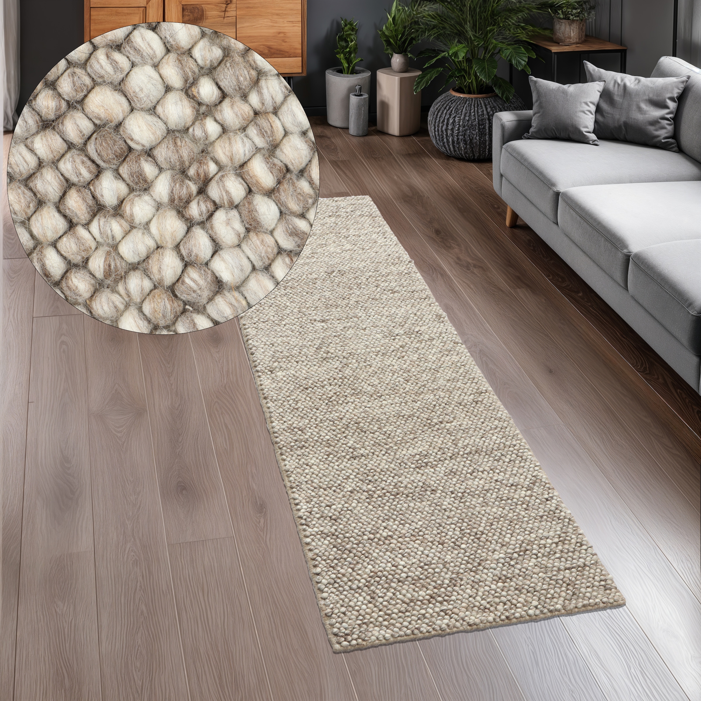 LeGer Home by Lena Gercke Wollteppich »Ainhoa, handgewebt, Wolle« rechteckig 12 mm Höhe einfarbig, Wolle, Teppich, Wohnzimmer, Schlafzimmer, Esszimmer