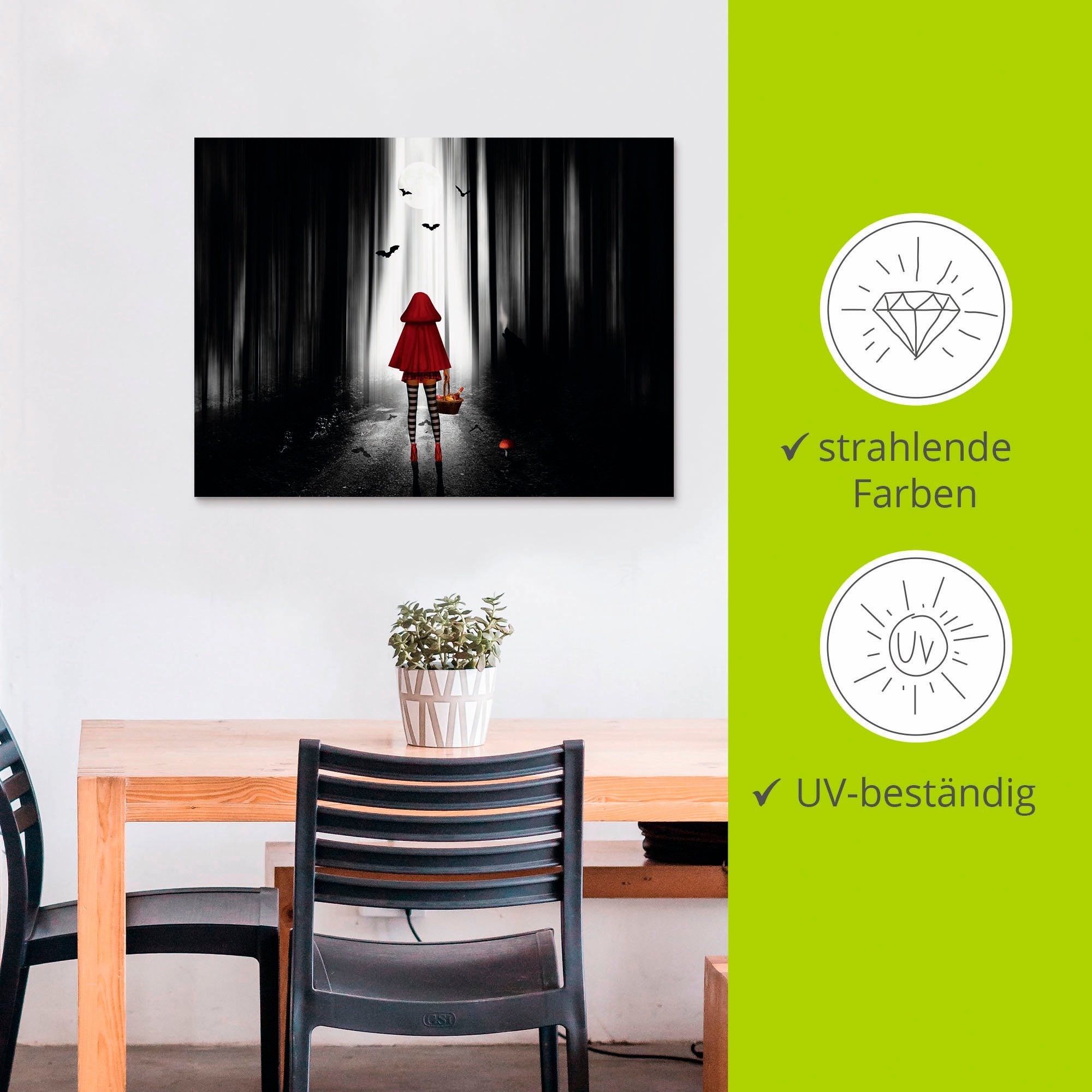 Artland Leinwandbild »Das Rotkäppchen auf High Heels« Dark Fantasy 1 Stk. tlg. auf Holzrahmen gespannt