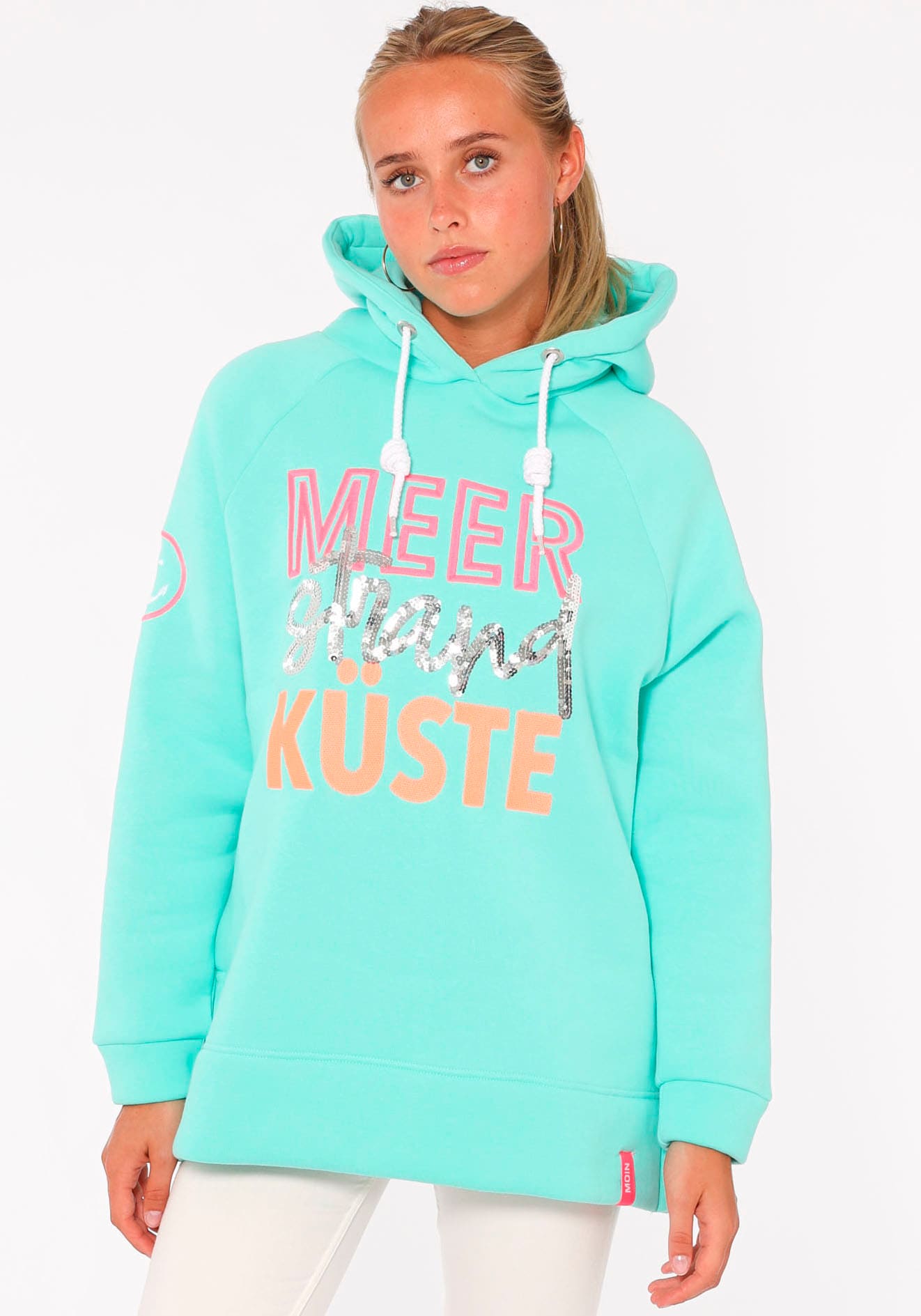 Hoodie »Meer Strand Küste«, mit Pailletten-Schriftzug und aufgesticktem Anker-Motiv am...