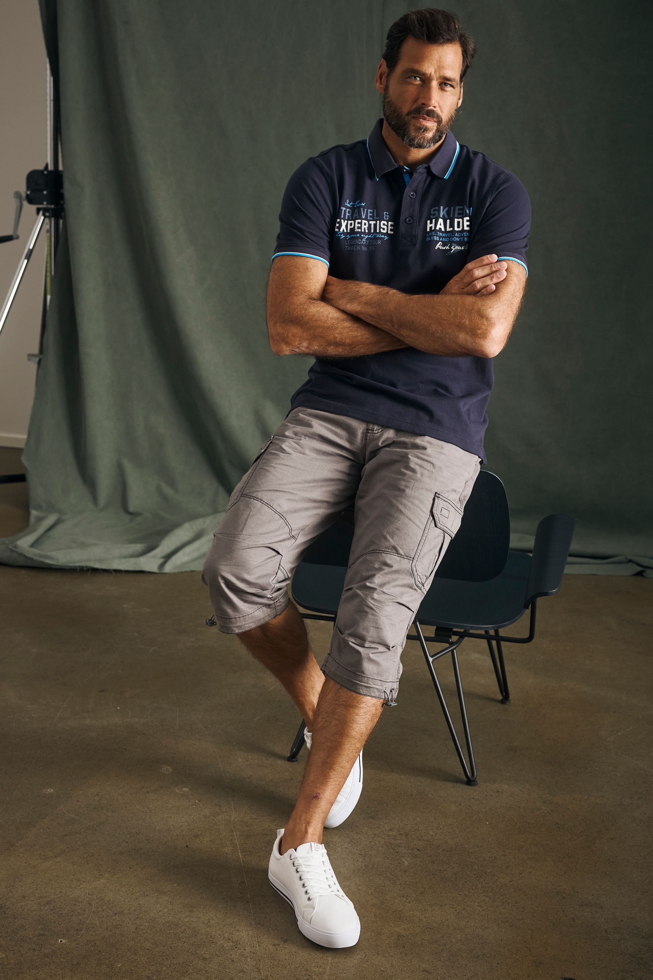 Man's World Poloshirt, Kurzarm, bedrucktes Design, Polokragen, aus Baumwolle