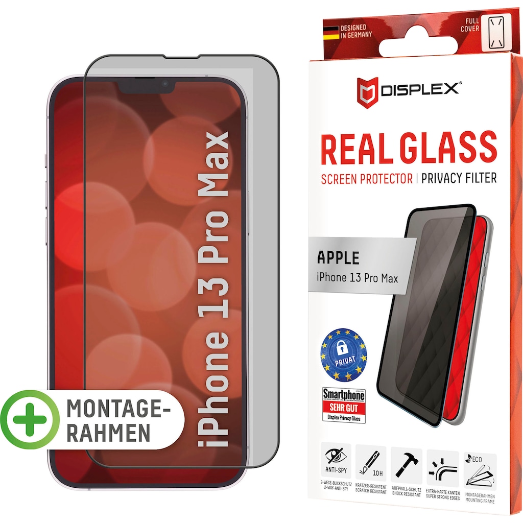 Displex Displayschutzfolie »DISPLEX Privacy Panzerglas (10H) für Apple iPhone 13 Pro Max«