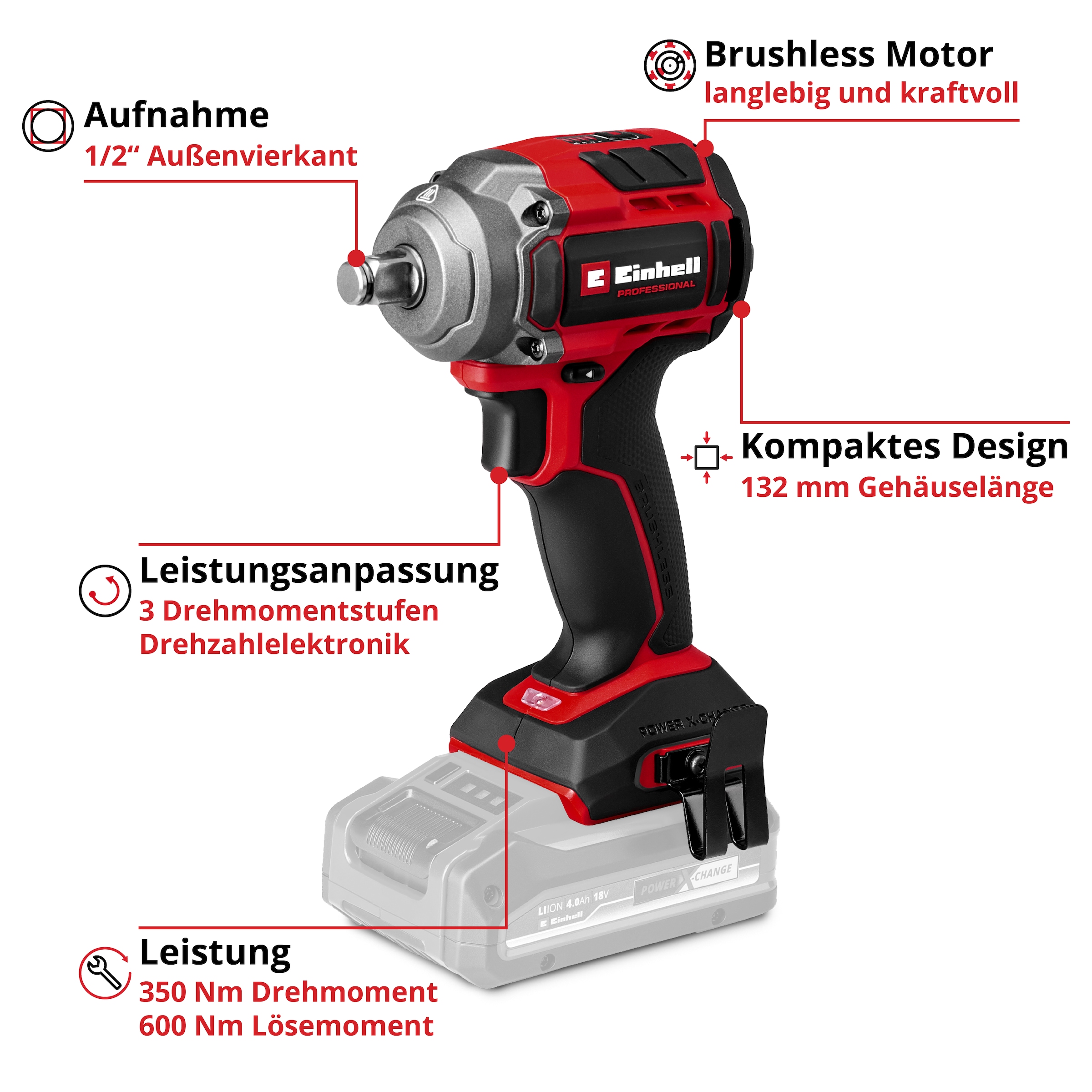 Einhell Akku-Schlagschrauber »PROFESSIONAL Maschinen-Set TP-CW 18/350-C + CE-CC 18 Kit« mit Akku-Autokompressor und PXC-Starter-Kit,  Inkl. Akku und Ladegerät