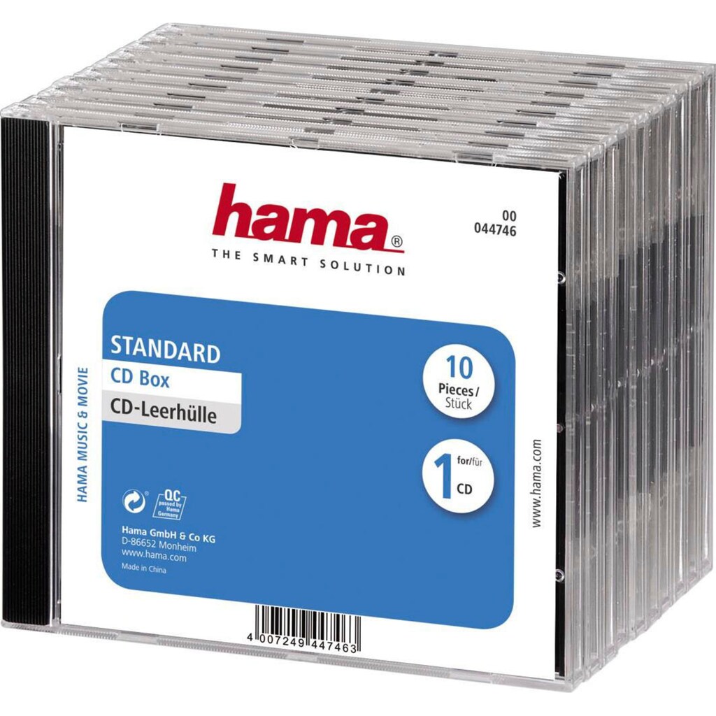 Hama CD-Hülle »CD-Leerhülle Standard, 10er-Pack, Transparent/Schwarz«
