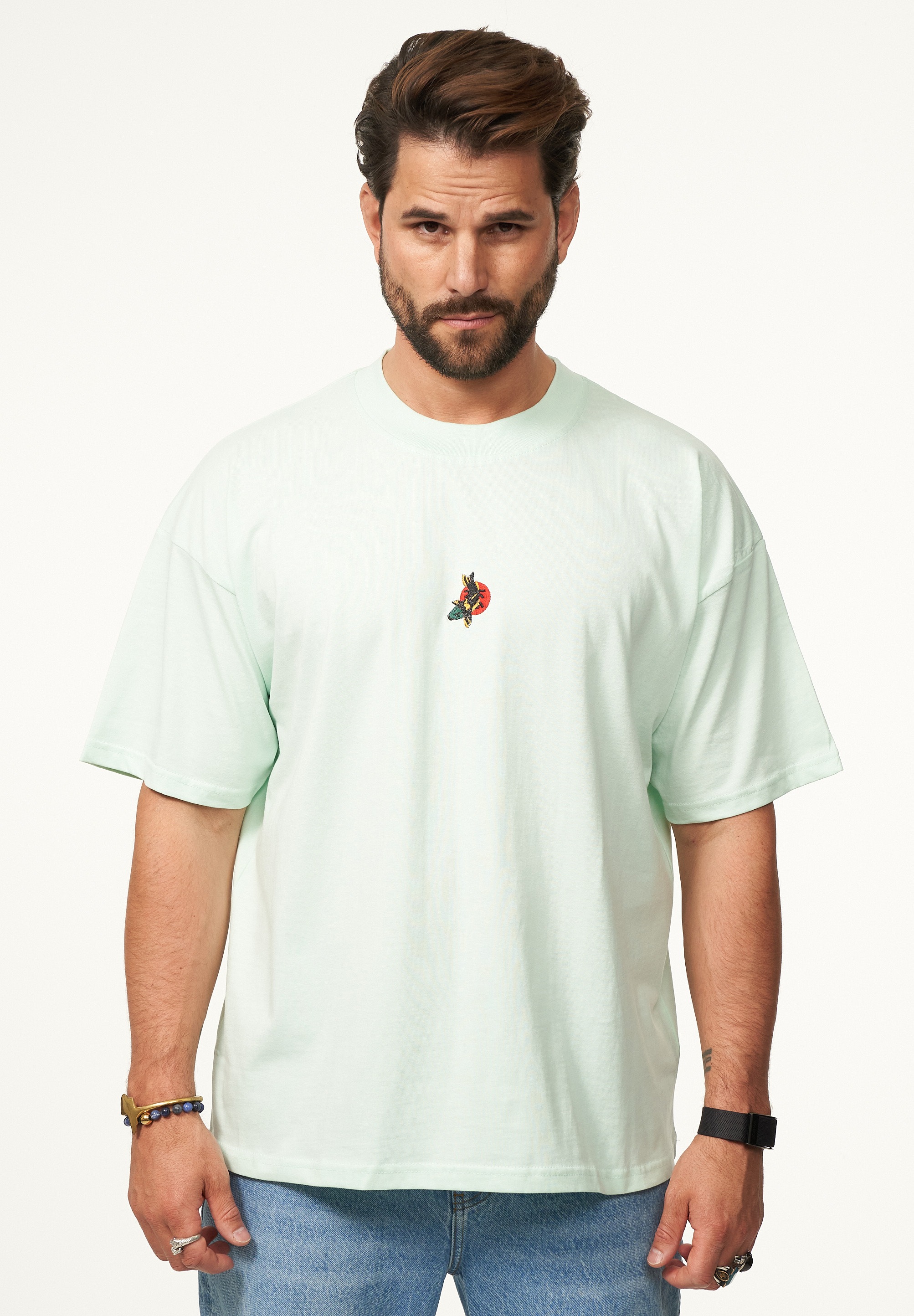 SOULSTAR T-Shirt »Kurzarm Oversize aus 100% Baumwolle mit Rundhalsausschnitt Crew Neck für Herren« Herren Oversize-Fit Kurzarm Shirt mit Rundhals-Ausschnitt