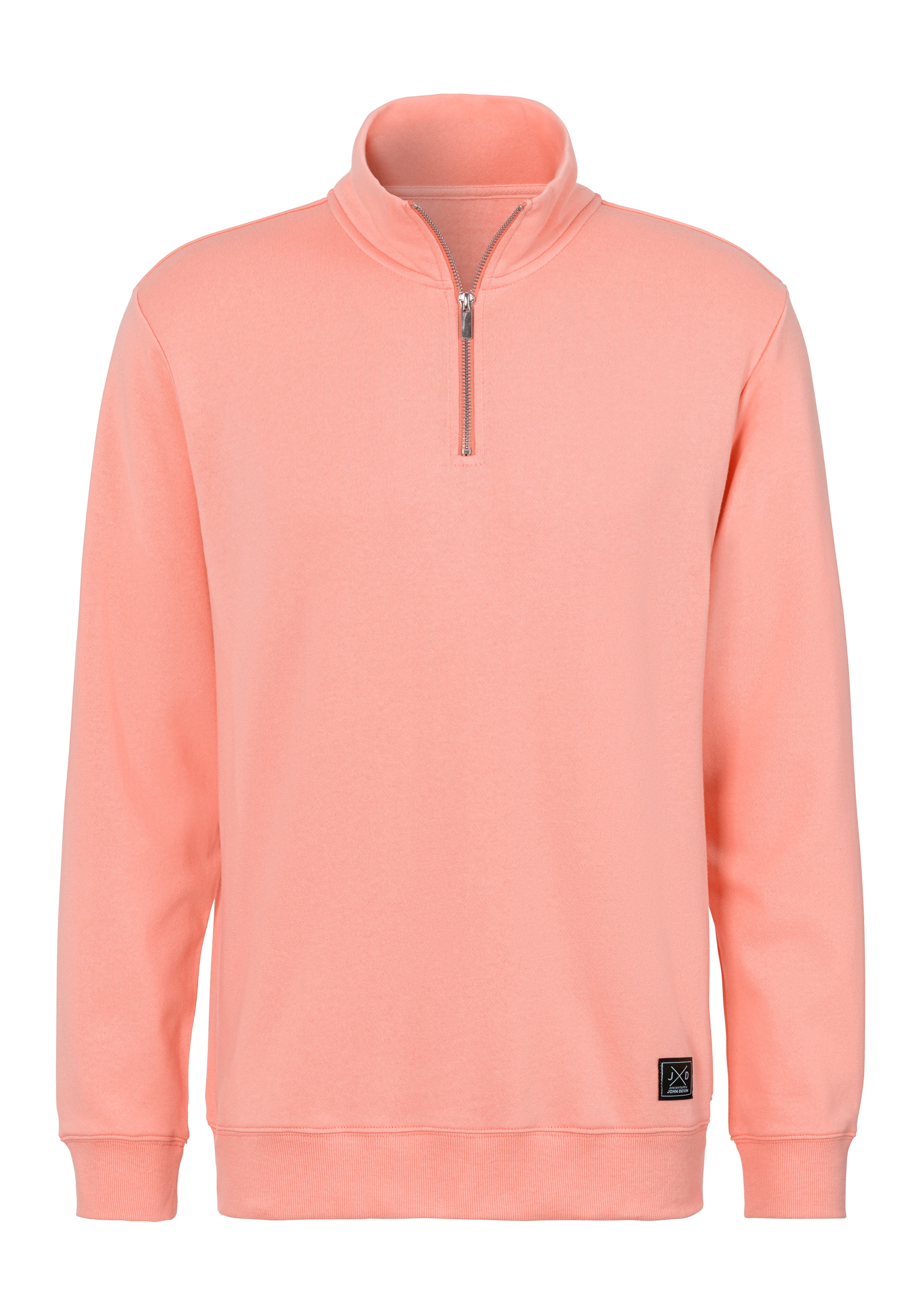 John Devin Sweatshirt, Langarm, Sweatshirt mit Reißverschluss am Stehkragen