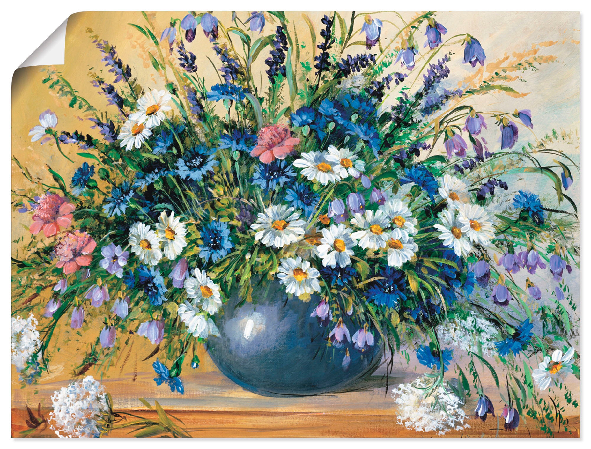 Artland Wandbild Blumen, St.), in Poster mit (1 Wandaufkleber Kornblumen«, oder als »Vase bequem Größen Leinwandbild, versch. bestellen