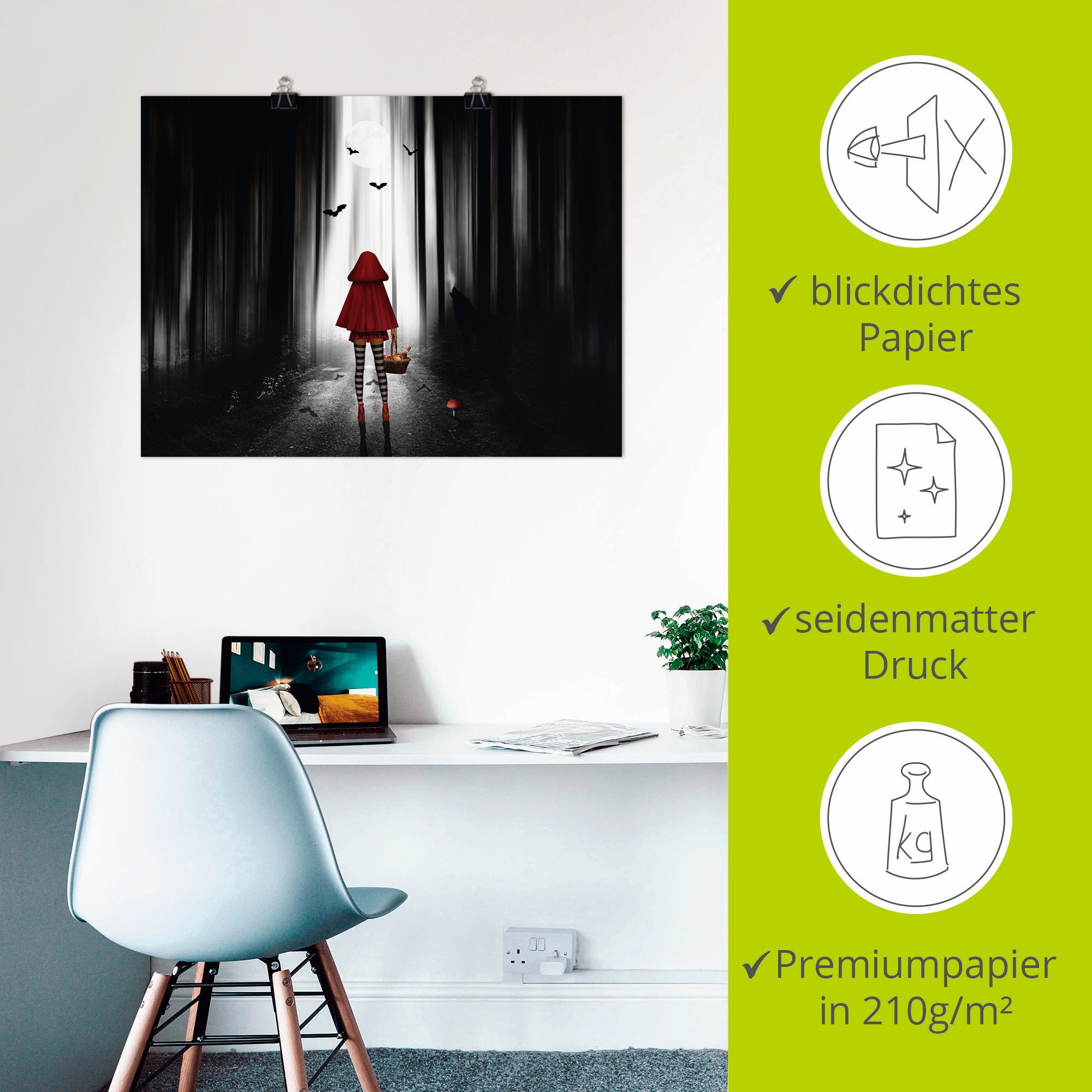 Artland Wandbild »Das Rotkäppchen auf High Heels«, Dark Fantasy, (1 St.), als Alubild, Outdoorbild, Leinwandbild, Poster in verschied. Größen