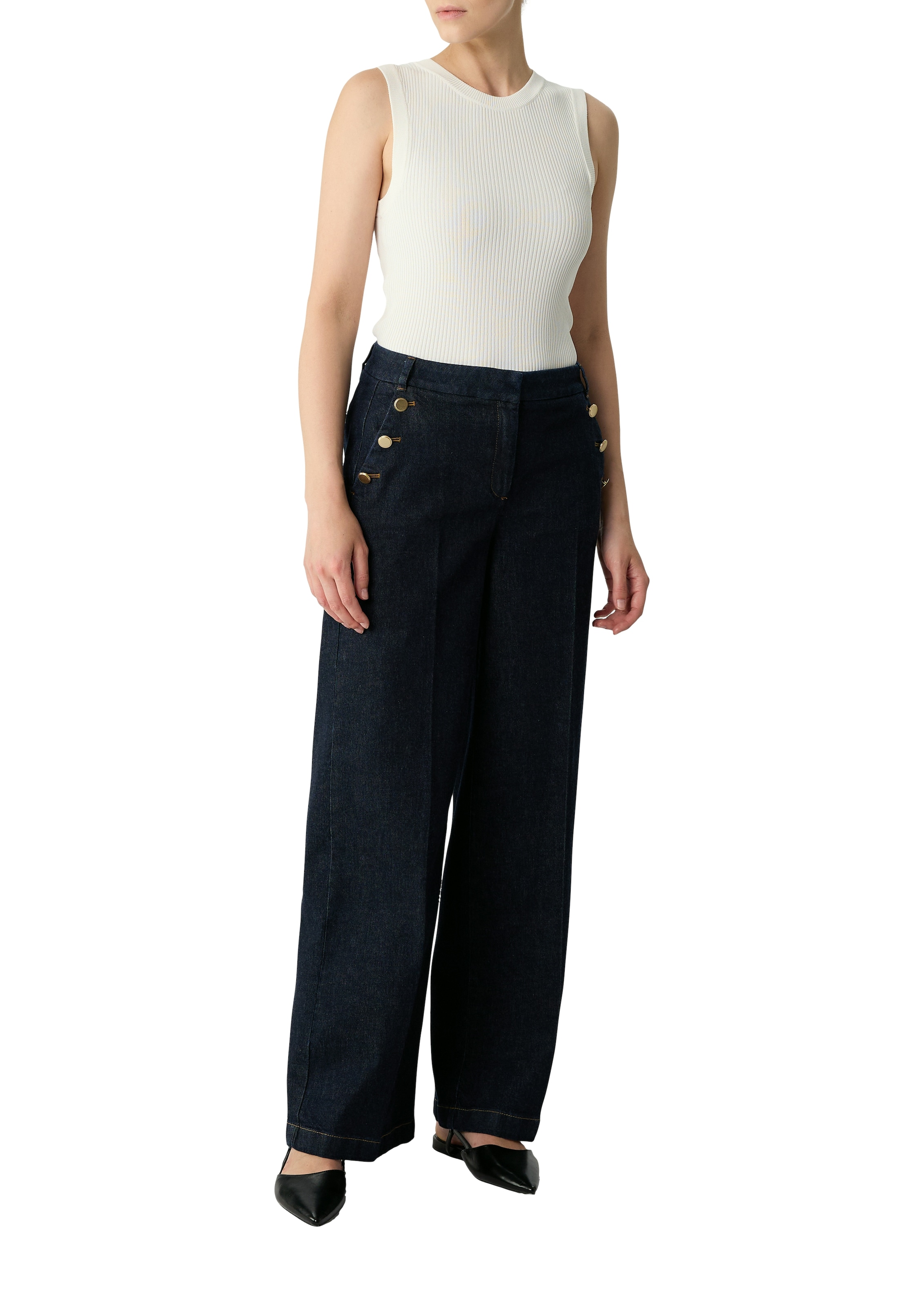 Comma Stricktop, aus Viskosemix im Slim Fit