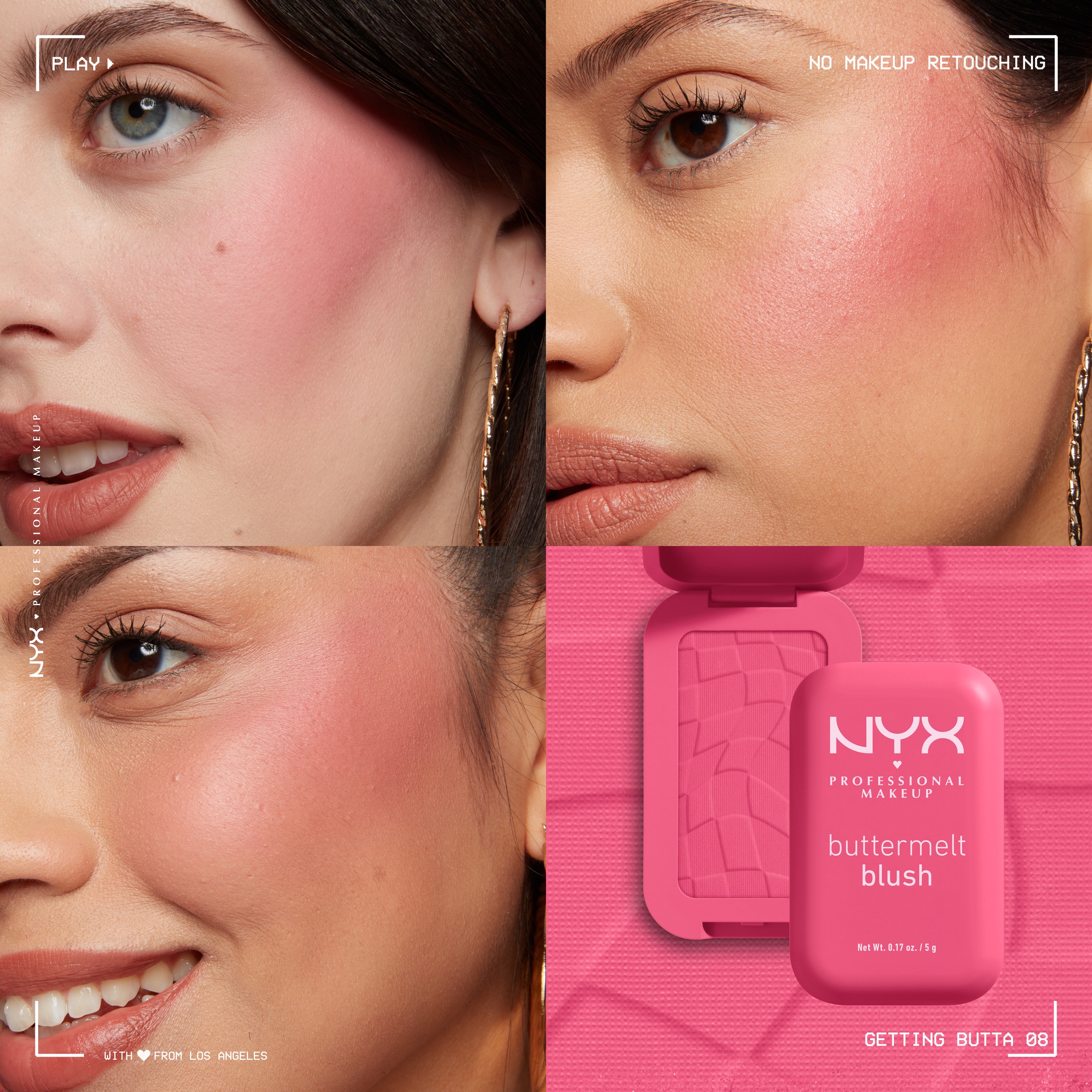 NYX Rouge »Makeup Buttermelt Blush«, Cremige, leichte Textur, variable Deckkraft, pflegende Formel.