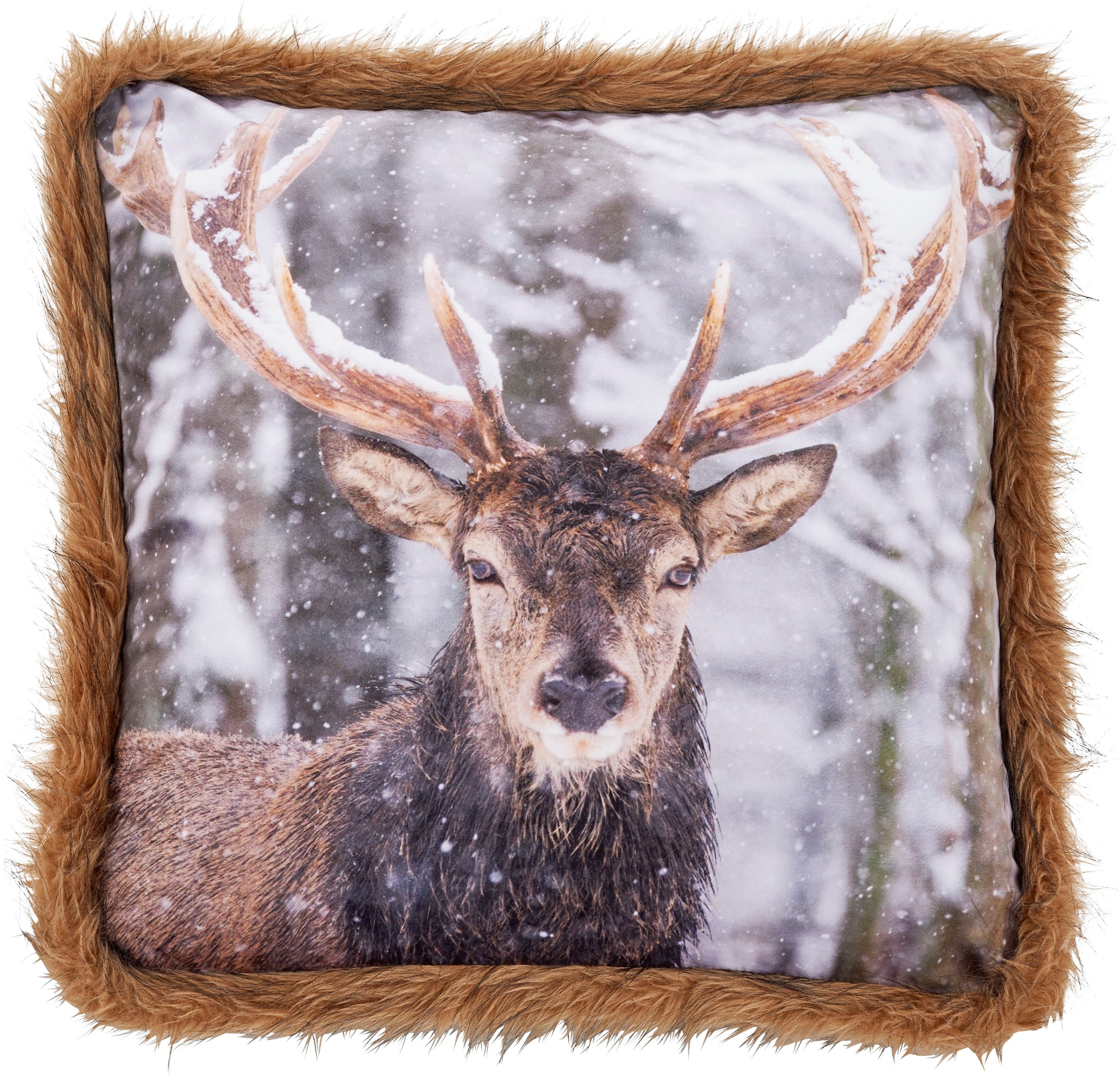 feinem Kissen Bedrucktes »Deer«, Samtstoff in Dekokissen done.®