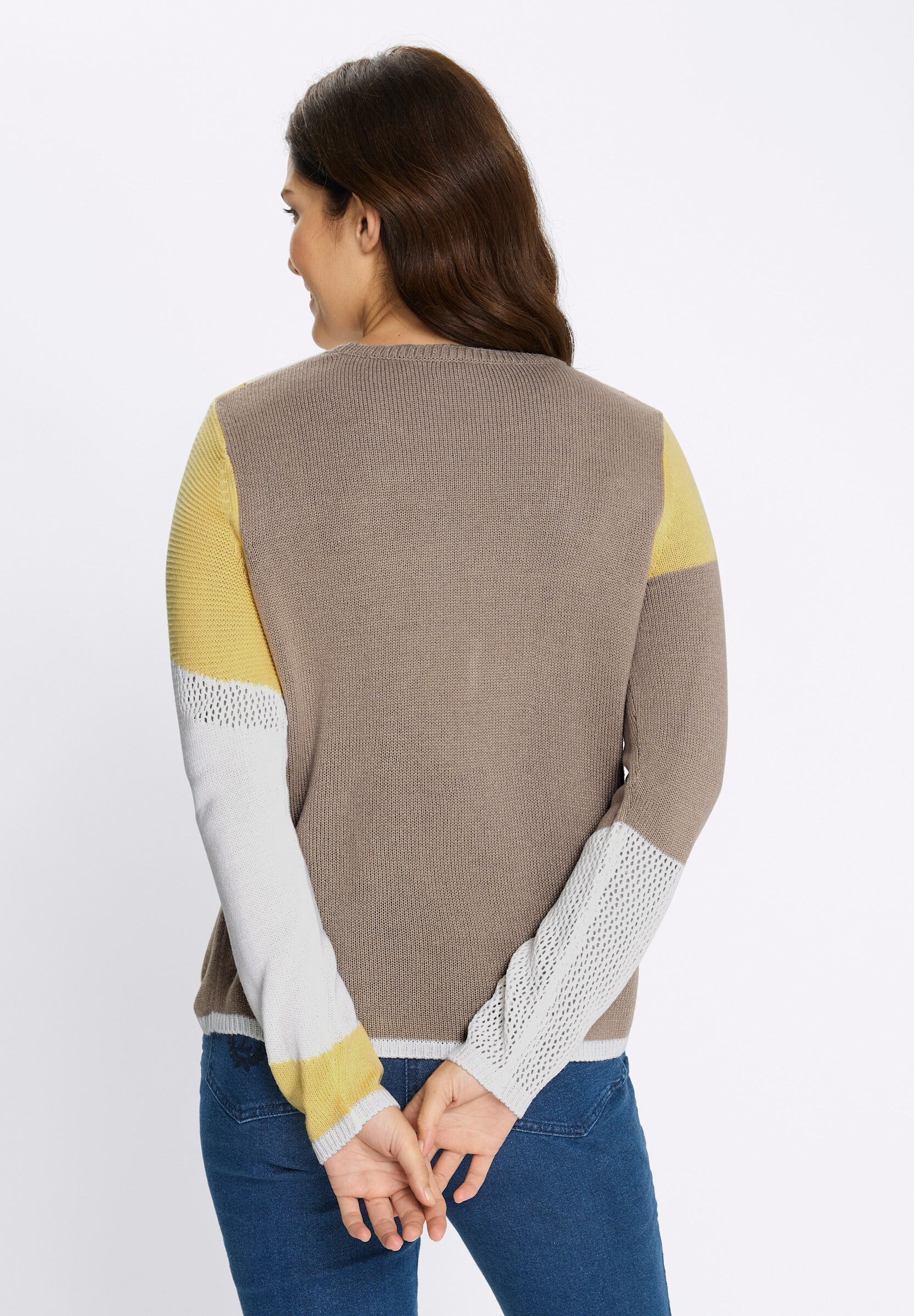 Sieh an! Strickpullover »Langarm-Pullover Ajourpullover mit Intarsien-Strickmuster«