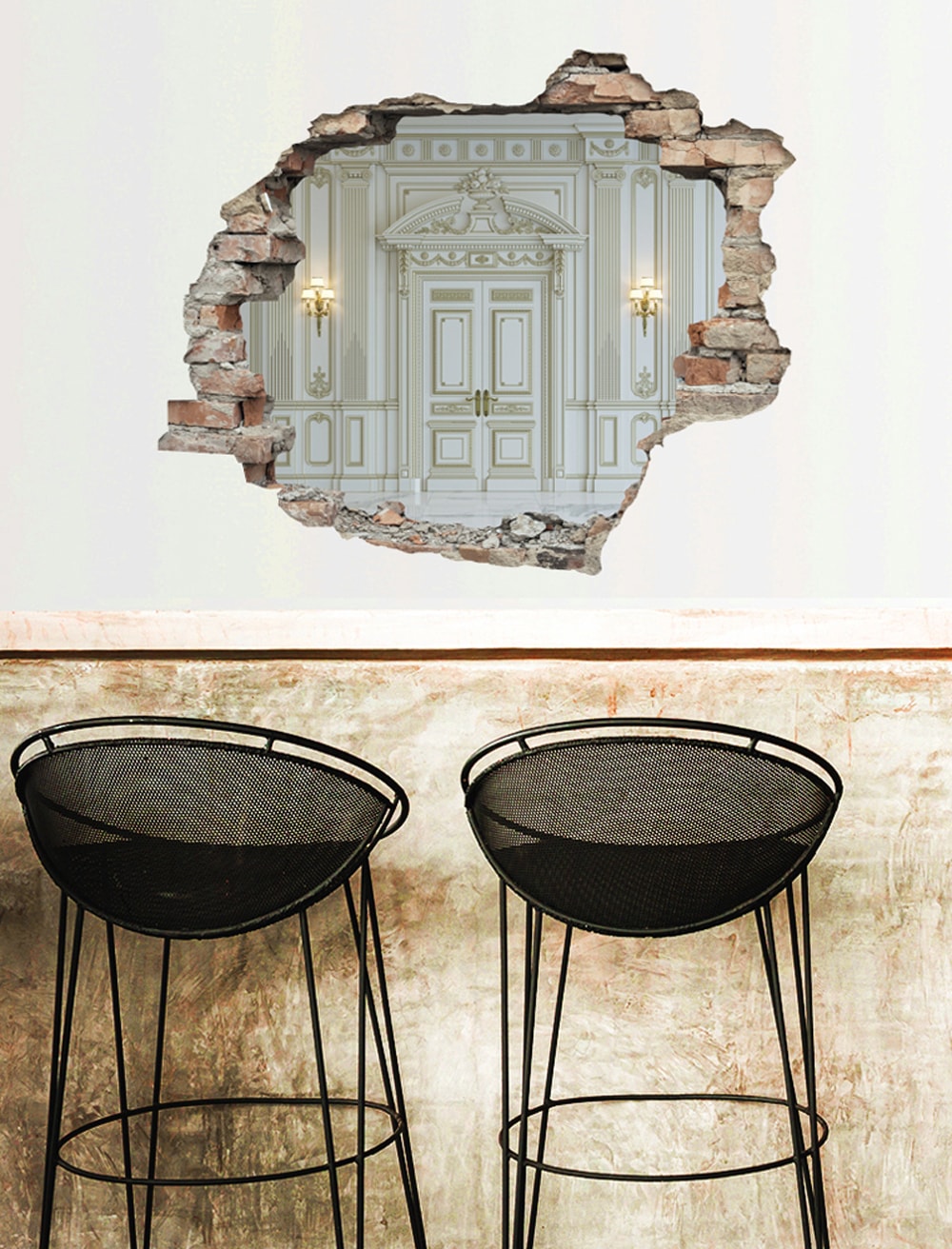 queence Wandtattoo »Tür«, (1 St.), Wandsticker, Wandbild, selbstklebend, 3D, Wanddurchbruch