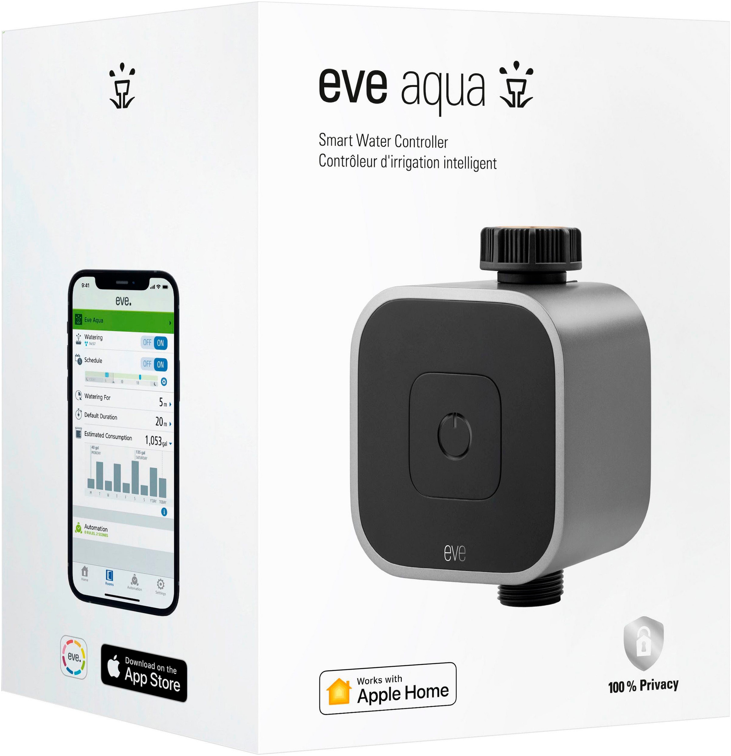 EVE Bewässerungscomputer »Aqua (HomeKit) + Schlauchverbinder 2-Wege-Verteiler«, (Packung)