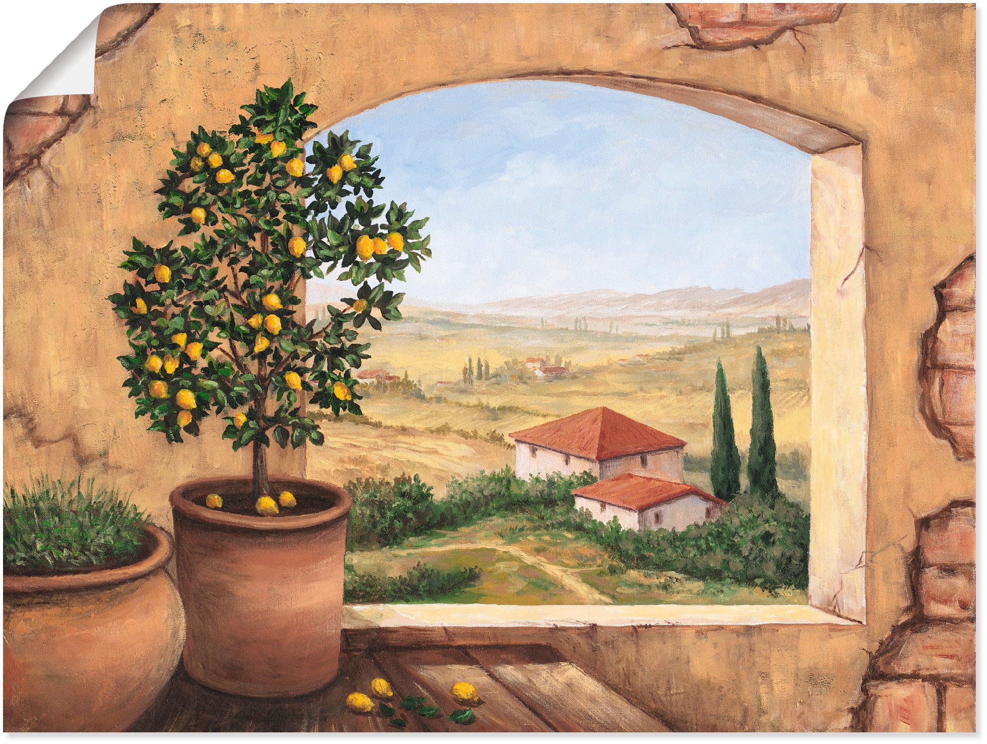 Artland Wandbild in St.) »Fenster bequem der kaufen (1 Fensterblick, Toskana«