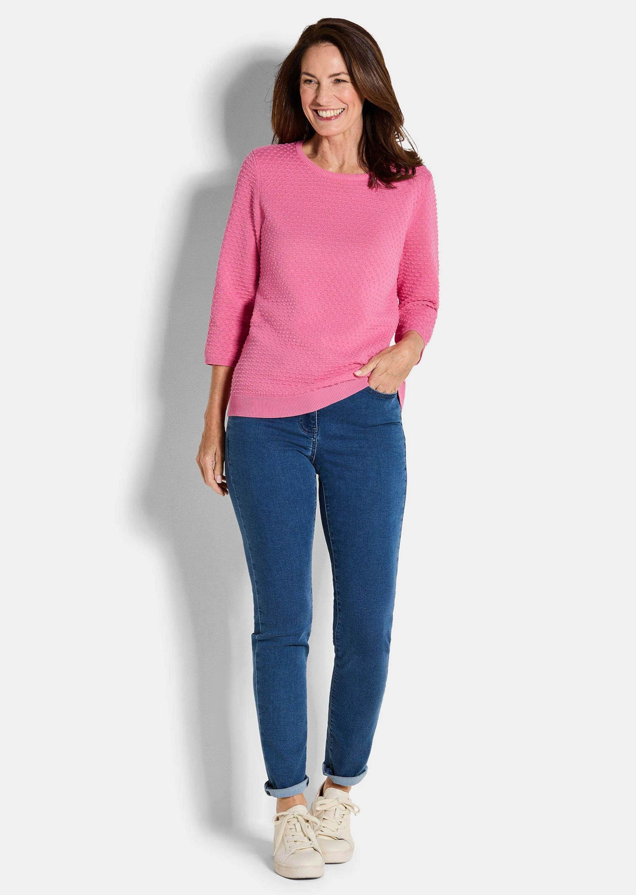 GOLDNER Rundhalspullover »Strickpullover mit Pünktchenmuster«