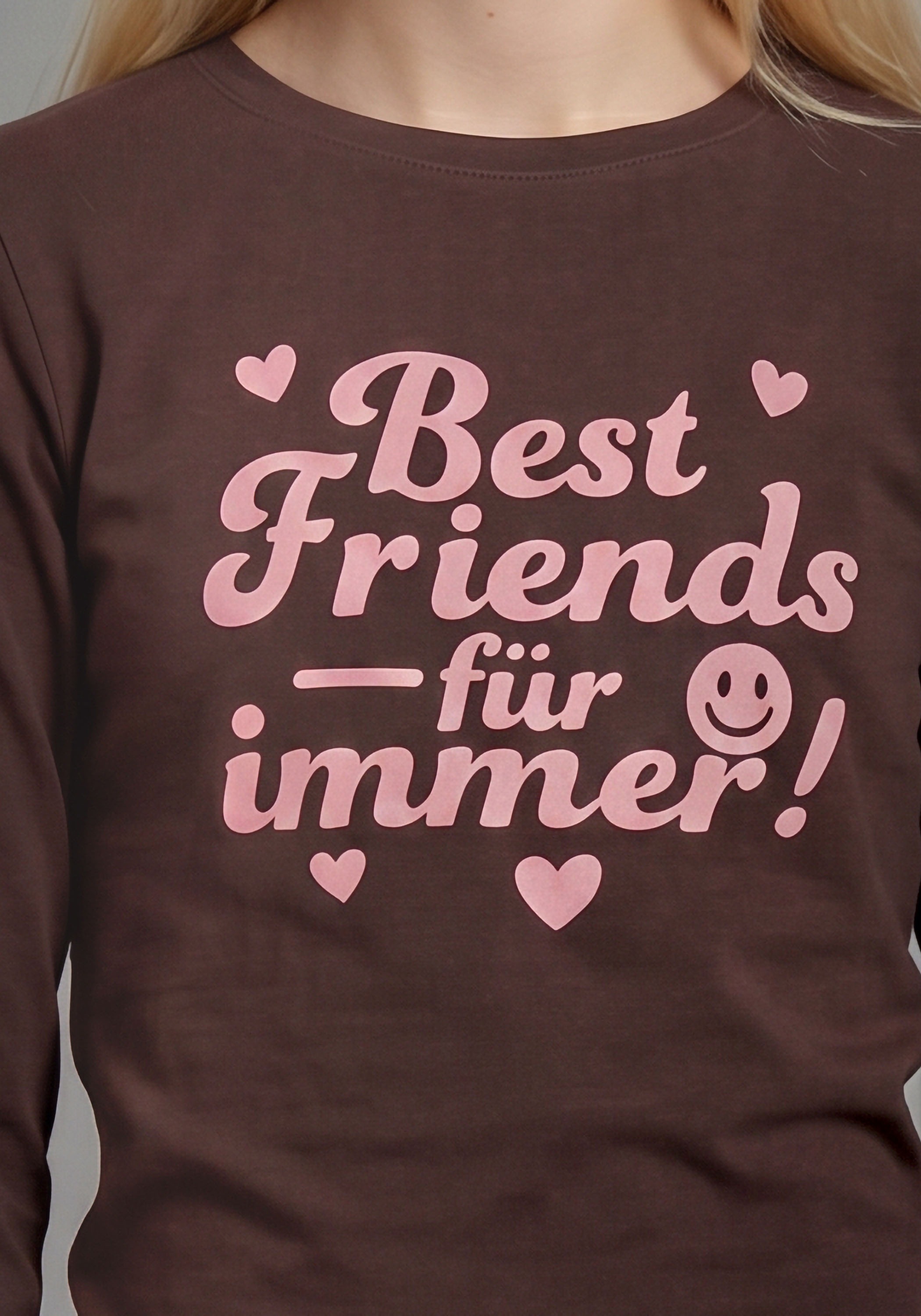 KIDSWORLD Langarmshirt »Slogan Shirt: BEST FRIENDS - für immer!« Sprücheshirt für Best Friends, hüftlange Schnittform, Basic-Stil