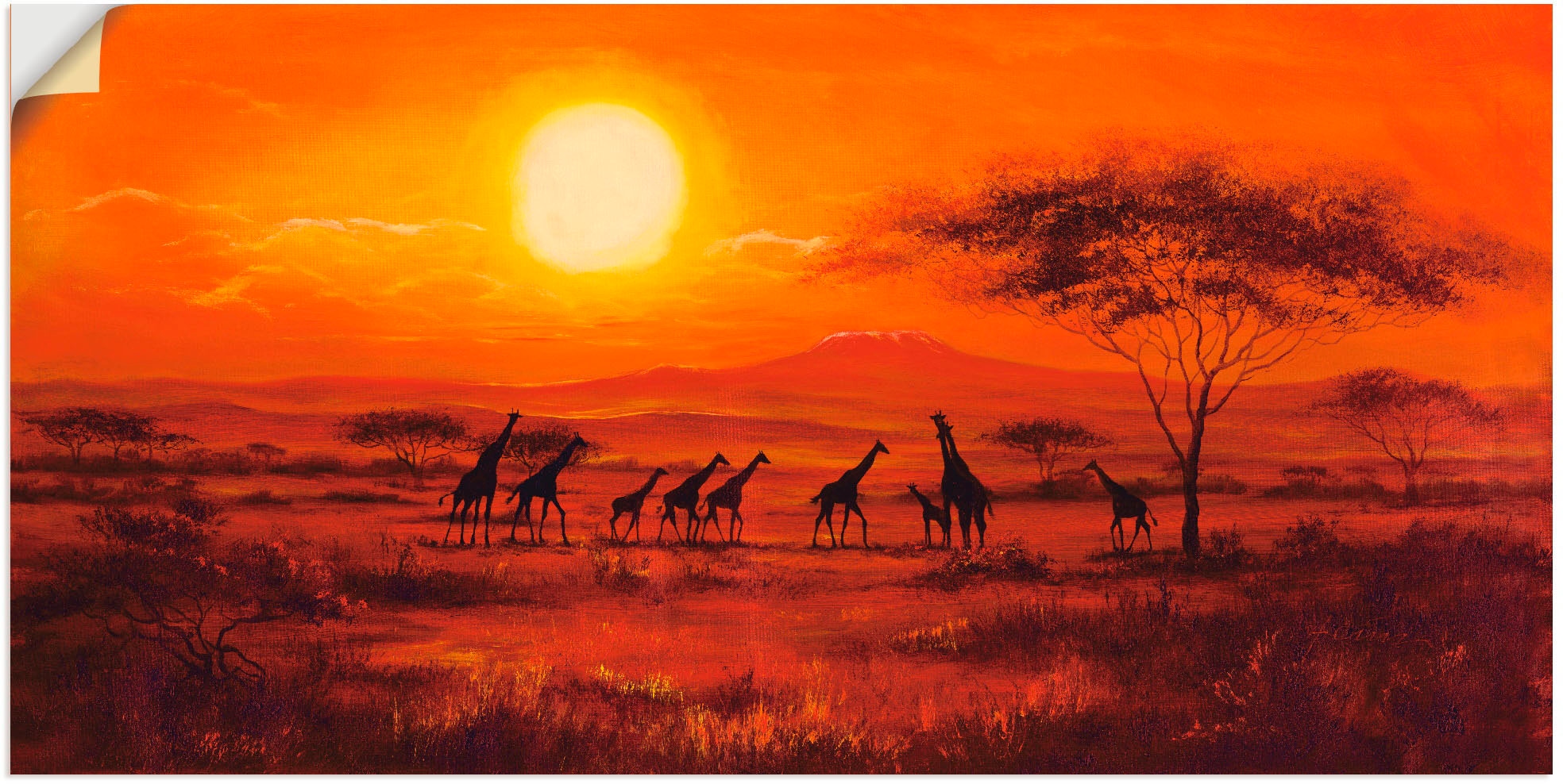 Leinwandbild, auf St.), als (1 Wandaufkleber in versch. kaufen oder Wandbild Artland Afrika, Alubild, »Giraffenherde«, Poster Rechnung Größen
