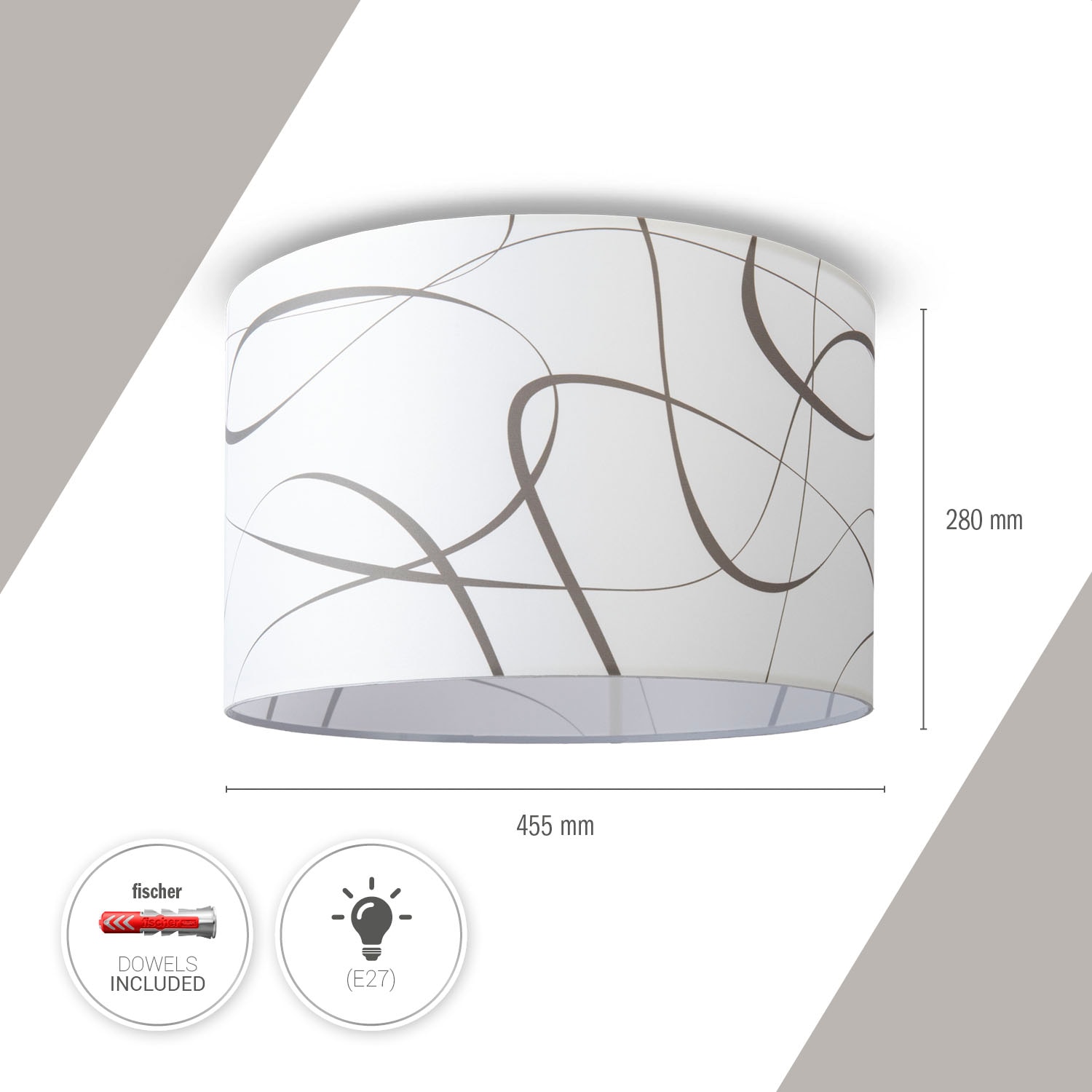 Paco Home Deckenleuchte »Hugo Tribal« E27 Deckenleuchte Stoff Schirmlampe Decke  Esszimmer Modern Abstrakt