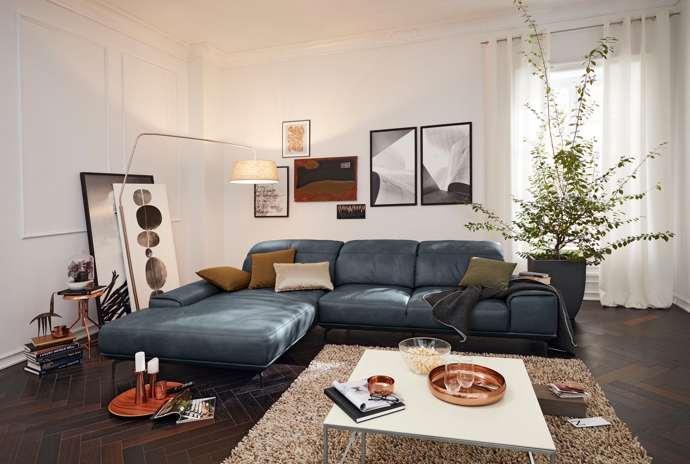 Musterring Wohnlandschaft »MR 2490«, Fuß schwarz, Sitzhöhe 48cm, wahlweise mit Funktionen, Maße 342x207 cm