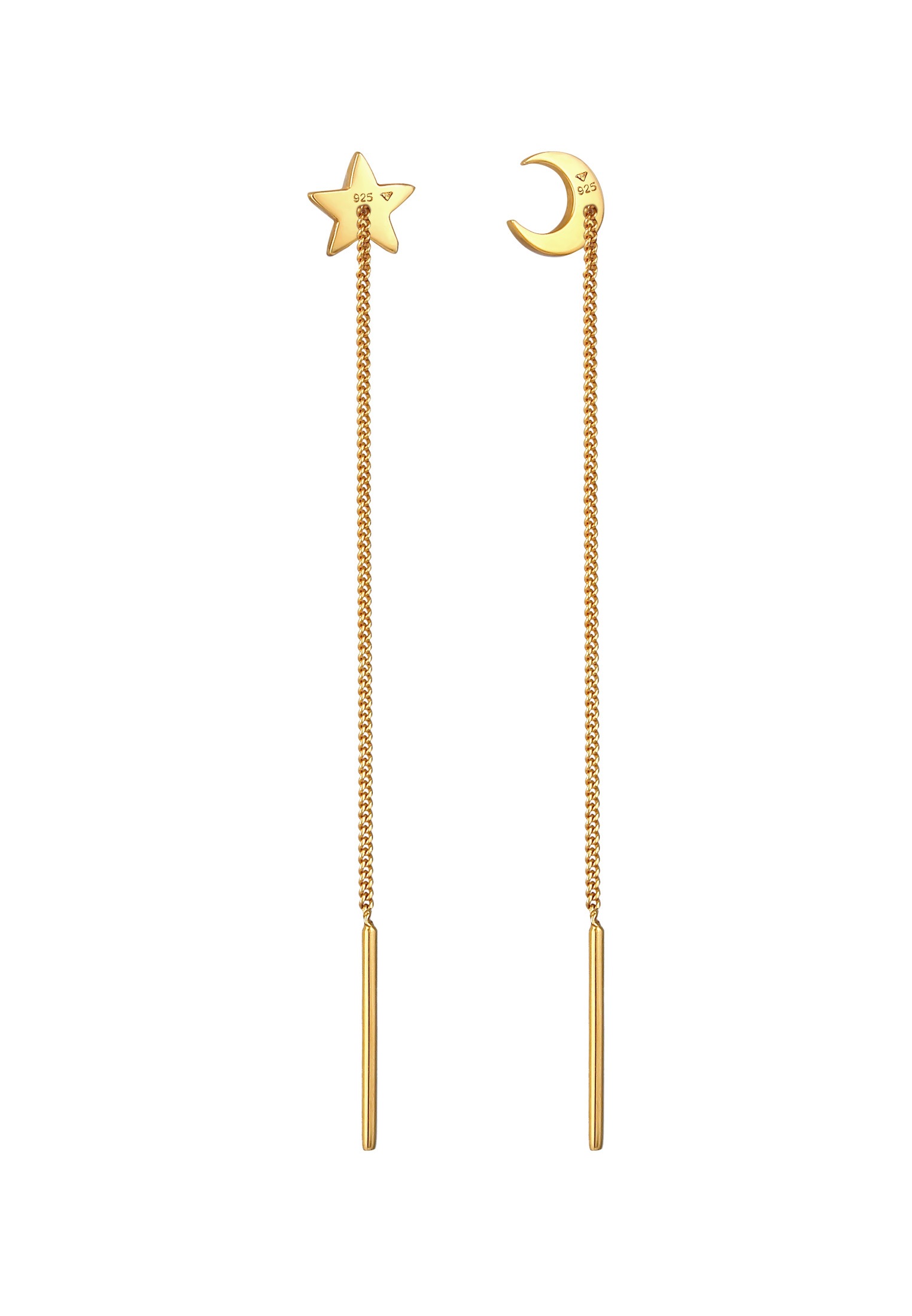 Elli Paar Ohrhänger »Ohrringe Hänger Mond Stern Astro Durchziehen 925 Silber«