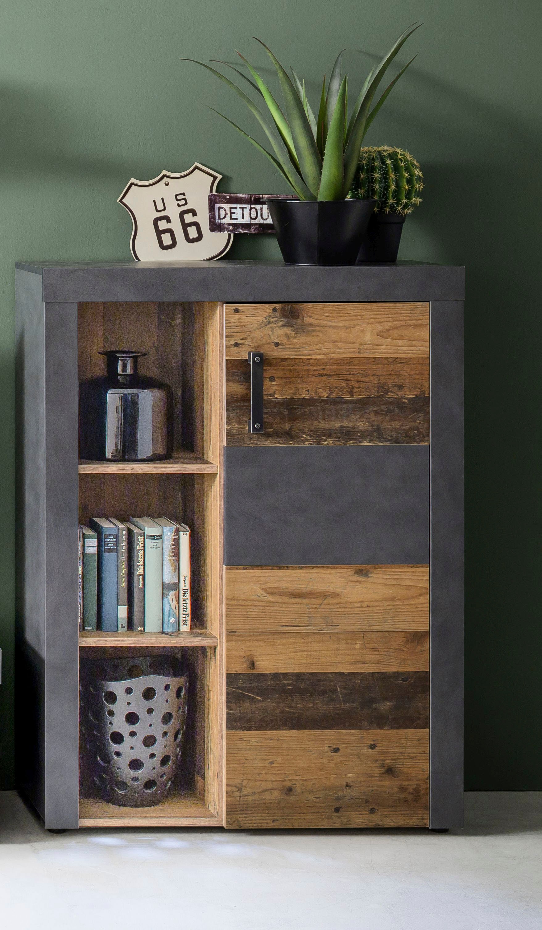 Home affaire Highboard "Ilana" Stauraumschrank mit 1 Tür & 3 Fächern - (B/T/H) 87/34/118 cm