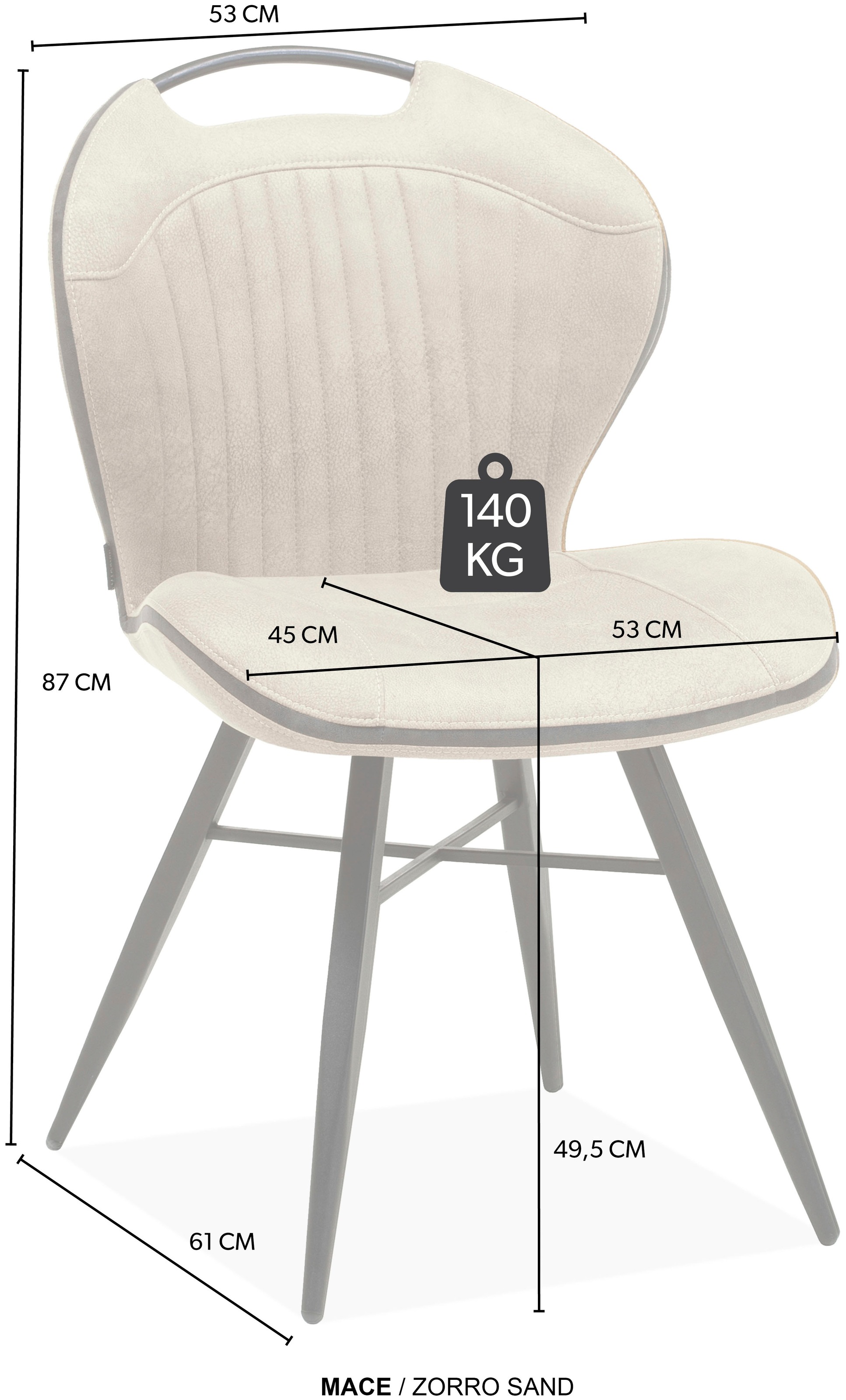OMG Design Esszimmerstuhl »Mace« (Set) 1 Stk.Lederoptik, pflegeleicht, mit praktischem Griff