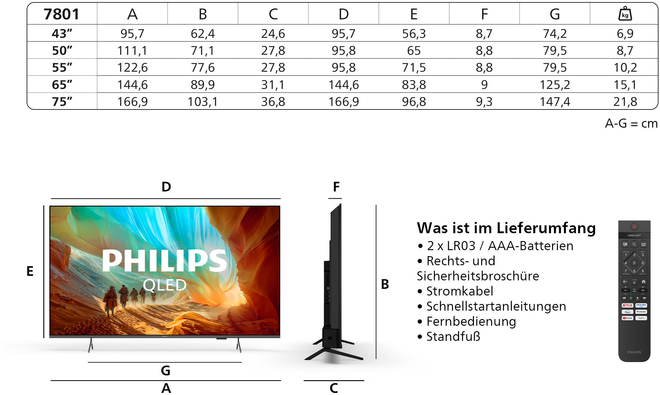 Philips QLED-Fernseher »75PQS7801/12« 189 cm/75 ″ Smart-TV