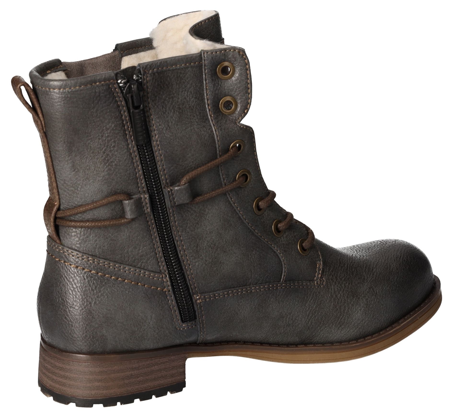 Mustang Shoes Winterboots, Blockabsatz, Winterstiefelette, Schnürboots mit Nieten besetzt