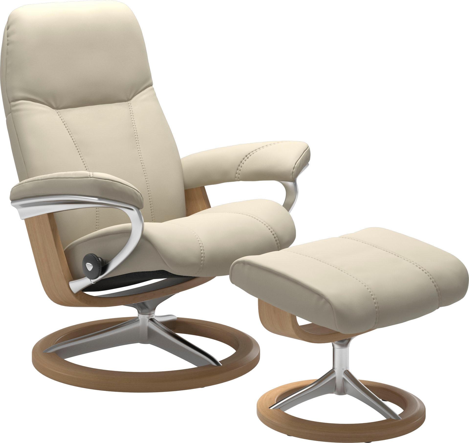 Stressless® Relaxsessel »Consul«, (Set, Relaxsessel mit Hocker), mit Hocker, mit Signature Base, Größe L, Gestell Eiche