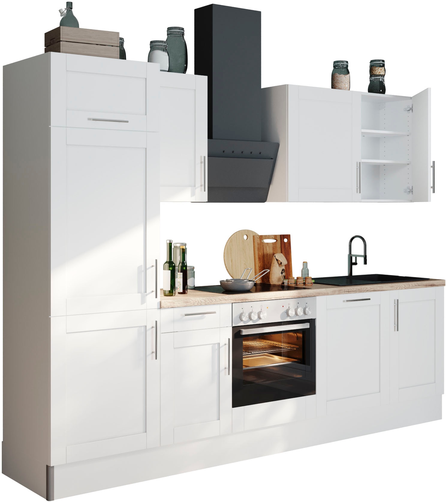 OPTIFIT Küche "Ahus" 280 cm breit,wahlweise mit E-Geräten,MDF Fronten, Soft Close Funktion