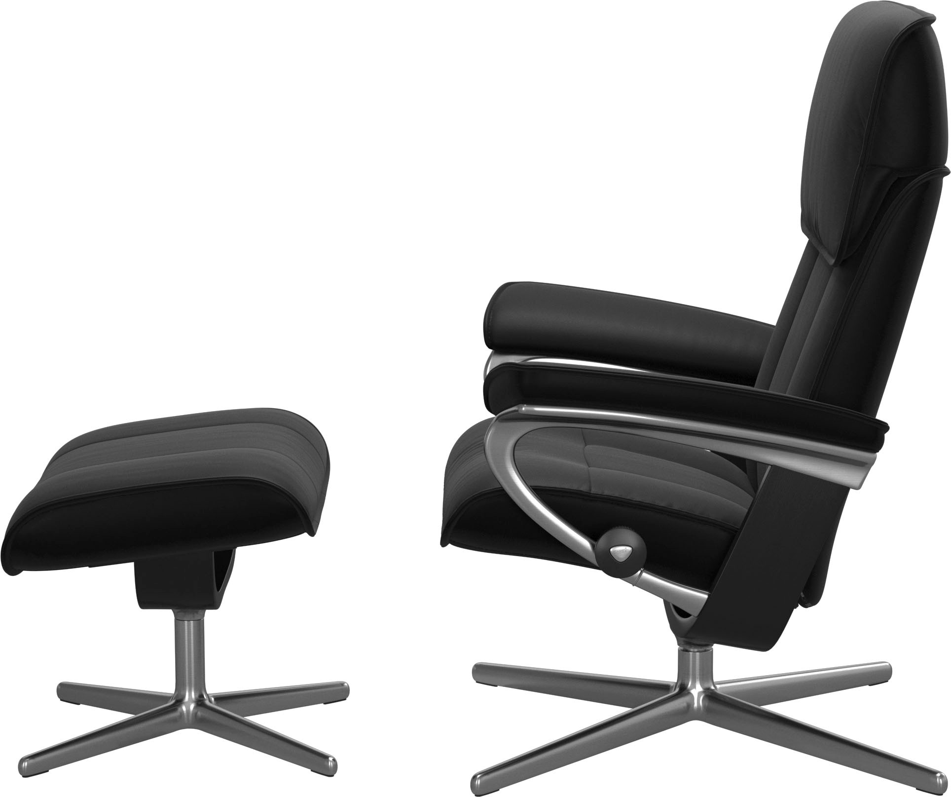 Stressless® Relaxsessel »Admiral« Set, Relaxsessel inkl. Hocker,  mit Cross Base, Größe M & L, Holzakzent Schwarz
