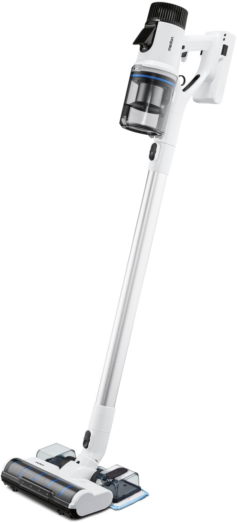 Medion® Akku-Stielstaubsauger »P400 W (MD 12051), beutellose Zyklon-Technologie, 26 kPa Saugleistung«, LED-Touch-Display, Staubsensor, integriertes Zubehör und Ladestation