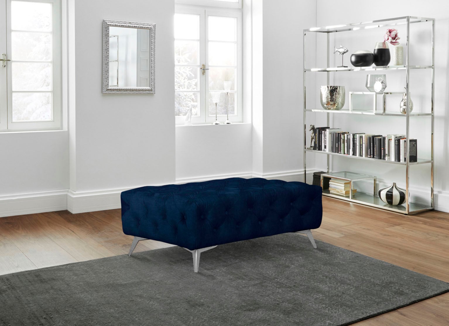 Leonique Polsterhocker »Glynis«, aufwändige Knopfheftung, moderne Chesterfield Optik, Fußfarbe wählbar