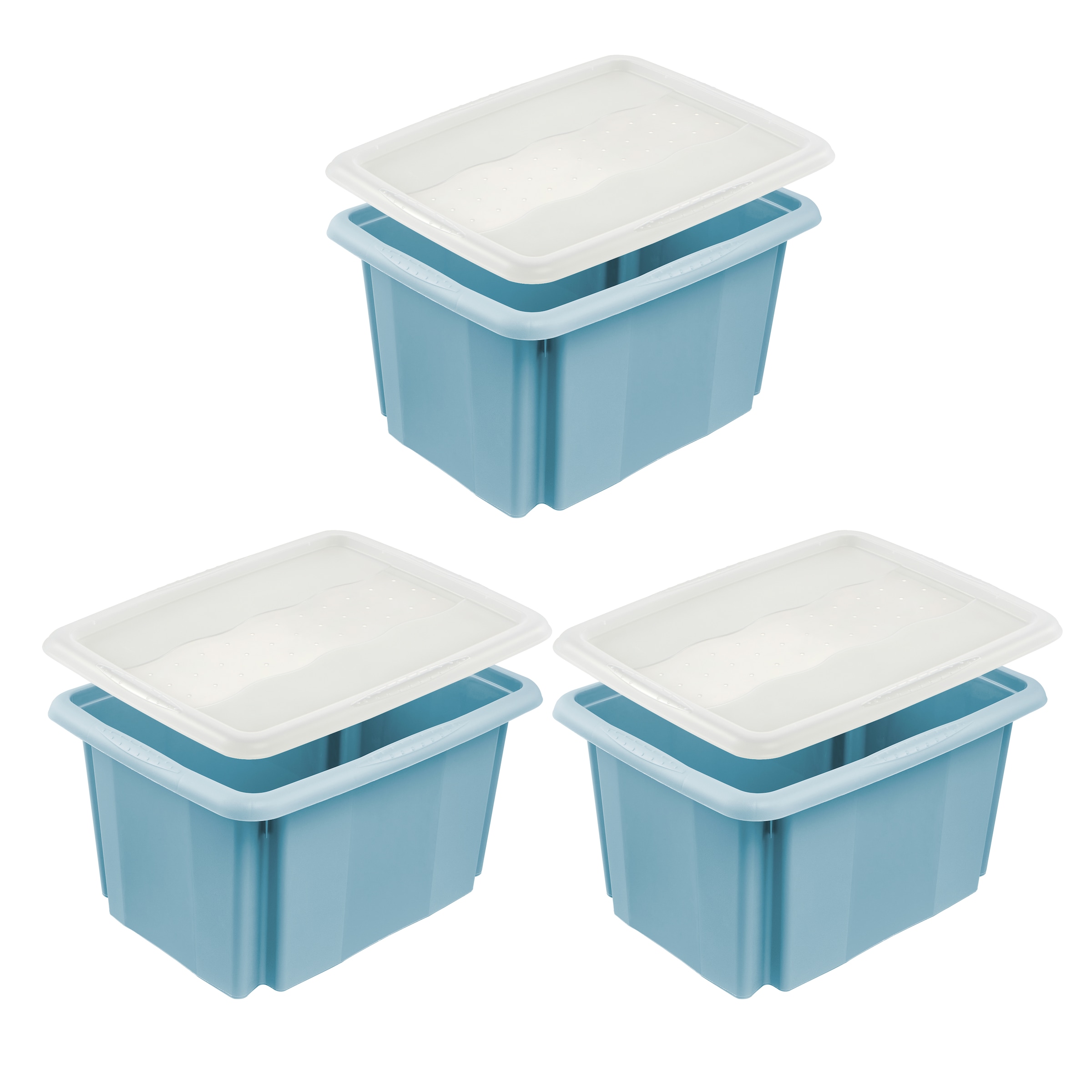 keeeper Aufbewahrungsbox »Emil, Box mit Deckel, 3er Set, 15 L, 38 x 28,5 x 20,5 cm« ineinander und aufeinander stapelbar