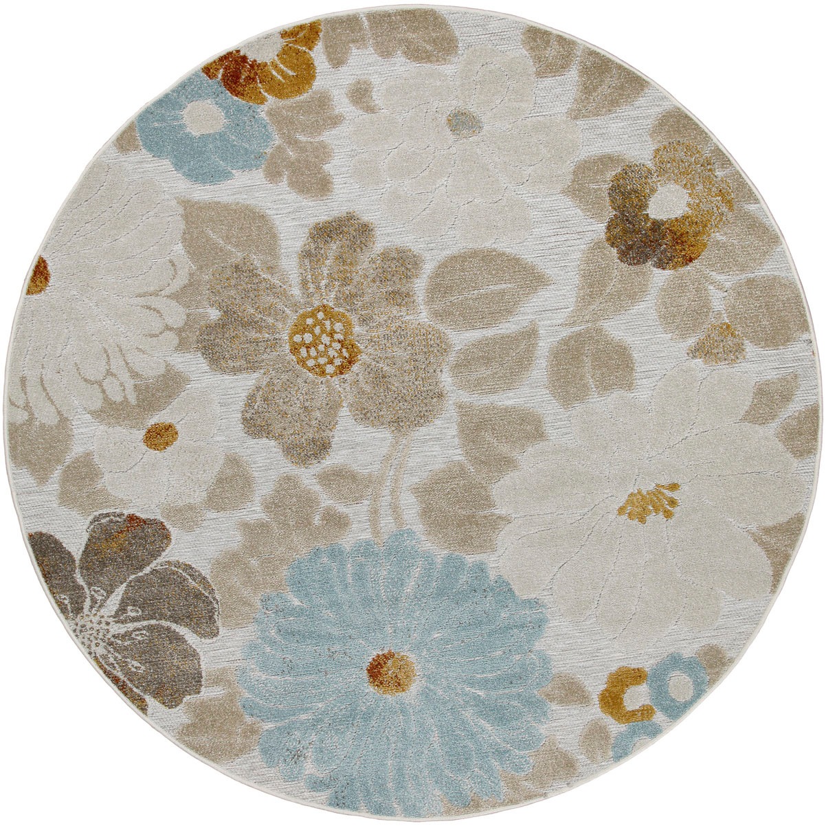 Wecon home Outdoorteppich »Beach Flower«, rund, 5 mm Höhe, für Innen & Außen, strapazierfähig, pflegeleicht, Hoch-Tief Effekt