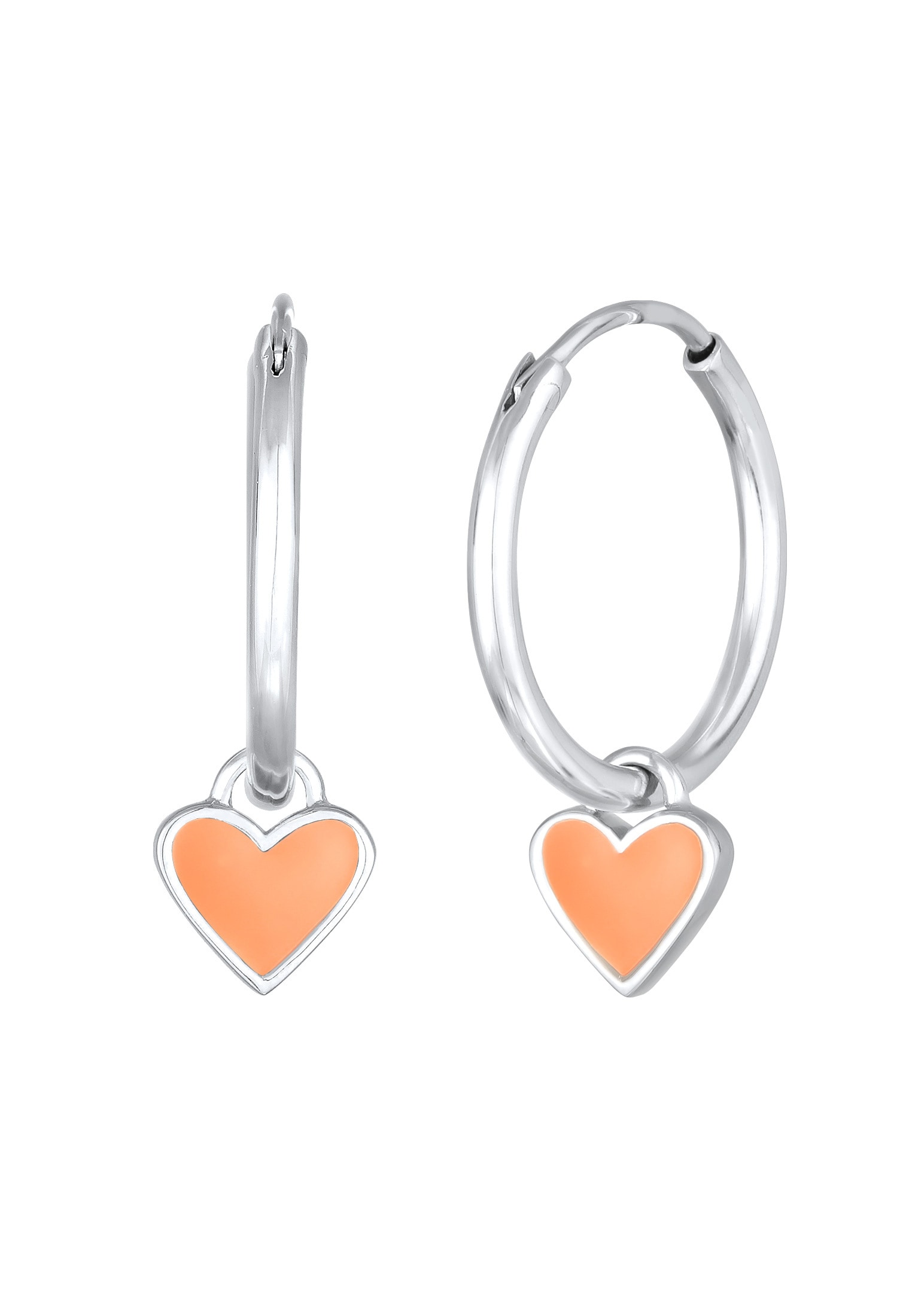 Elli Paar Creolen »Ohrringe Creolen Herz Love Emaille 925 Silber«