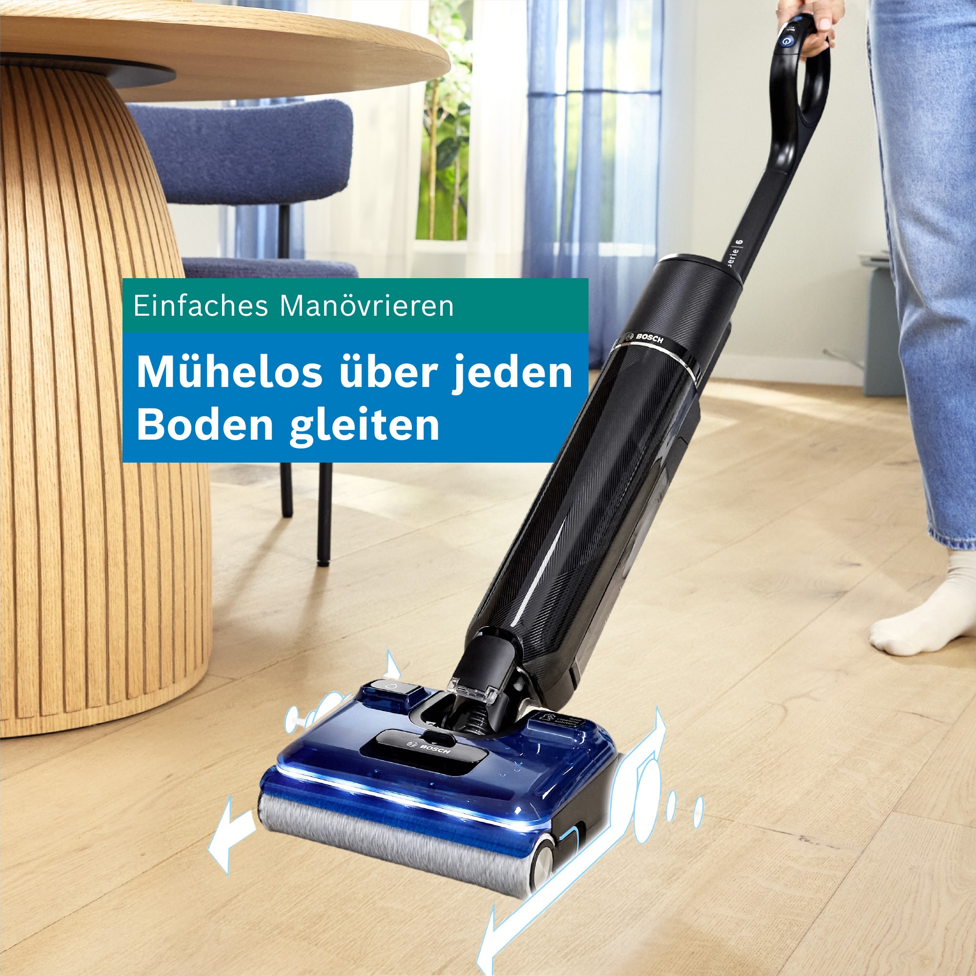 BOSCH Nass-Trocken-Sauger »OneFlow Serie 6 BHF61BM/BHF61BS, Selbstantrieb, 24kPA, 180°Neigung« Anti-Haarverwicklung, LED-Licht, Selbstreinigung, 40 min Akku / 150m²
