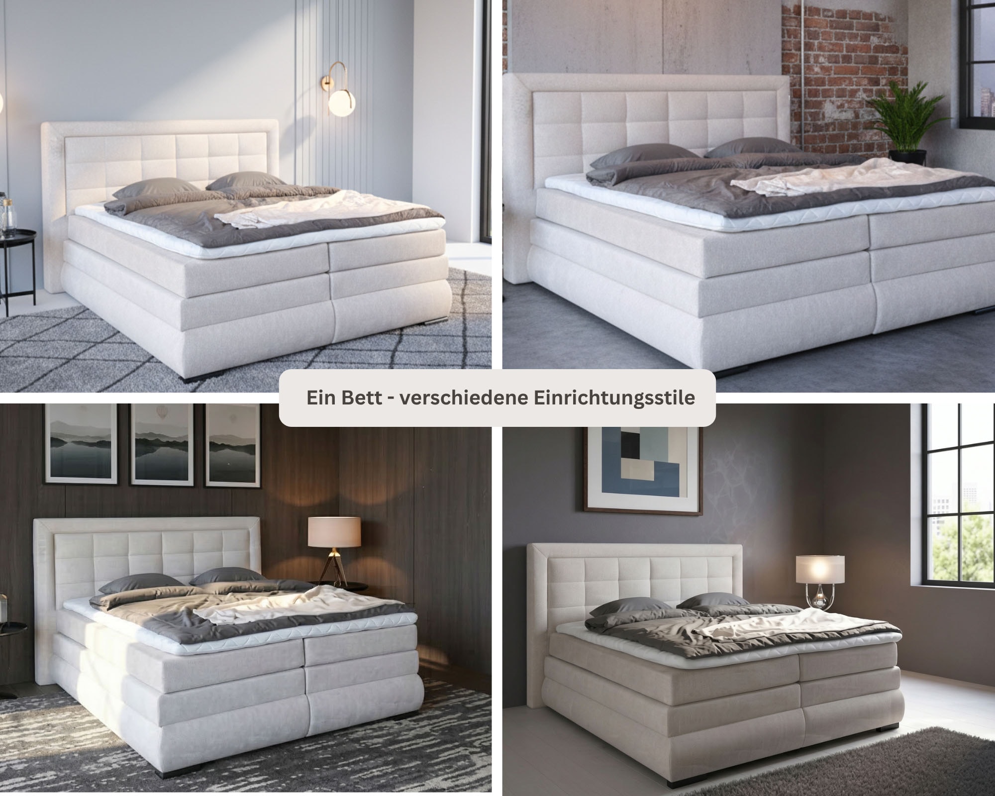 OTTO home Boxspringbett »MIVVA inkl. Bettkasten und Topper, Komfortliegehöhe: 67 cm« in H3, H4 oder Hmix H3/H4, wahlweise mit oder ohne LED-Leuchten