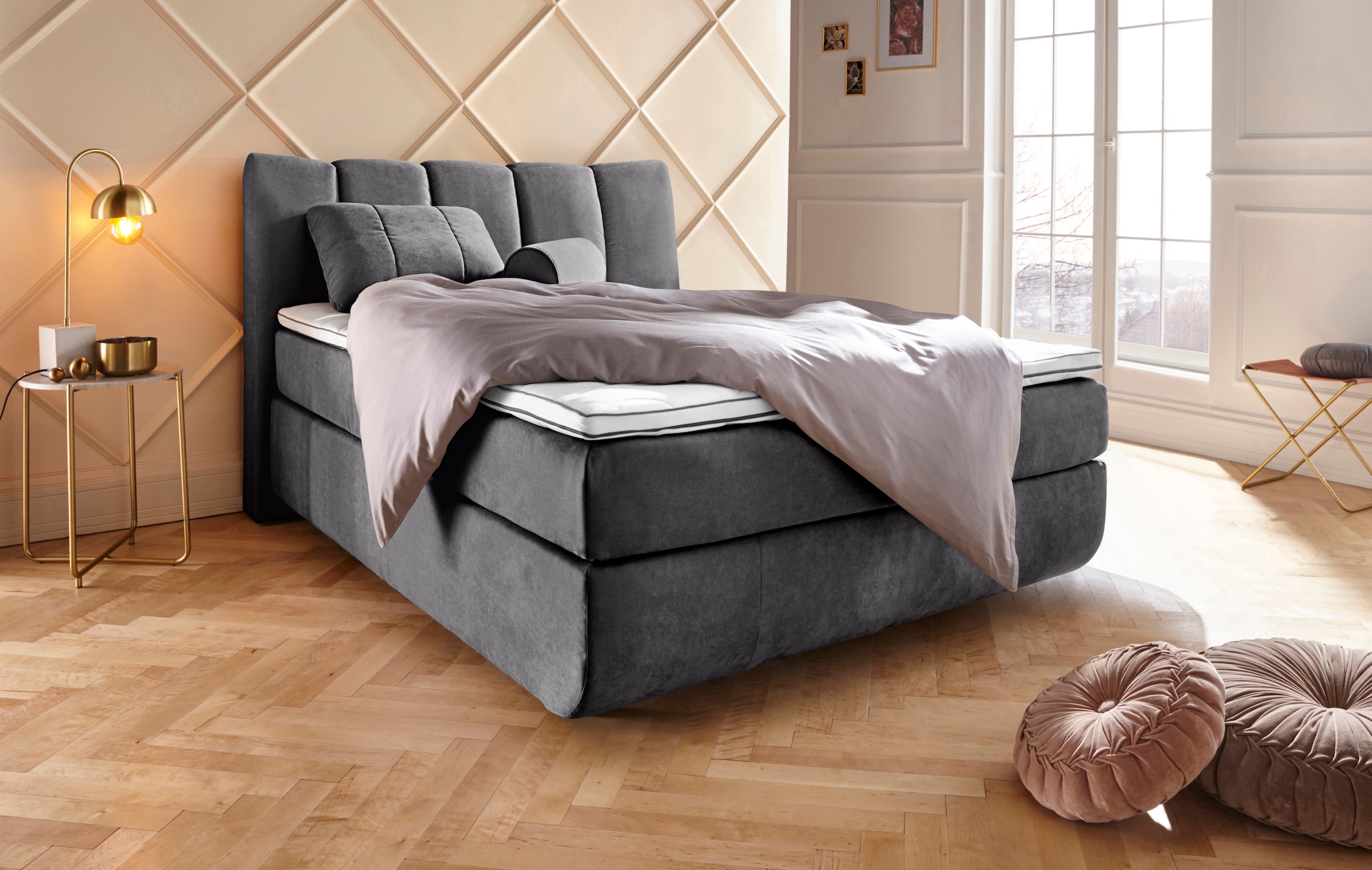 Home affaire Boxspringbett »Océane« Bodenfrei- wirkt freischwebend, verschiedene Härtegrade (auch H4)