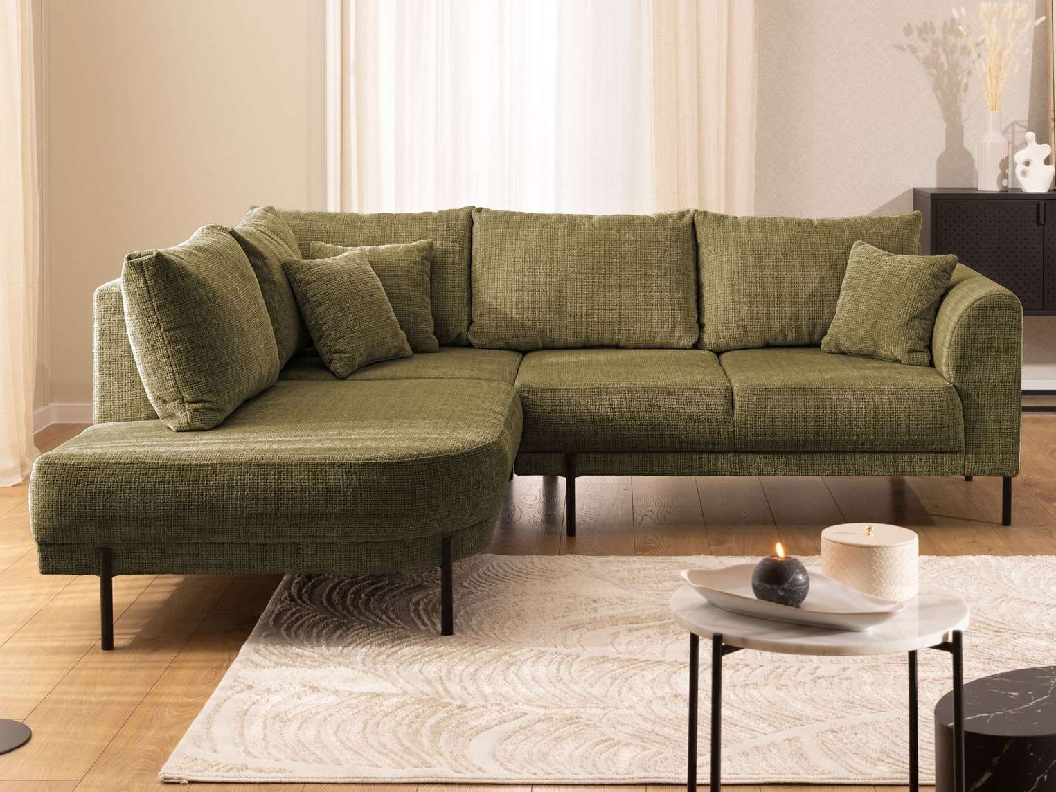 Home affaire Ecksofa »NELLIA L-Form mit Ottomane rechts oder links bestellbar, Breite 231 cm« enthält 5 Rückenkissen, angenehmen Sitzkomfort, belastbar bis 480kg