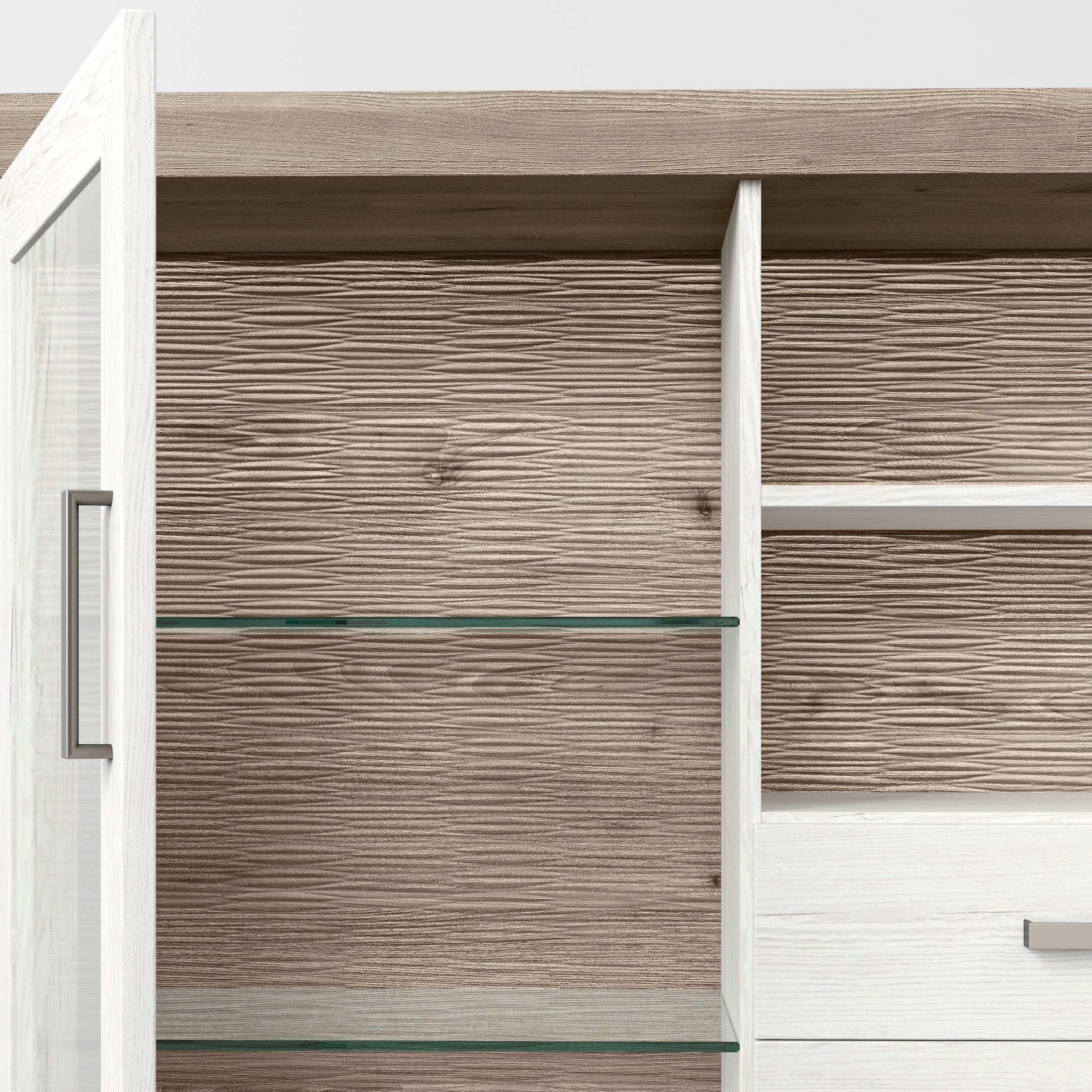 set one by Musterring Highboard »York« Typ 56, mit Glastüren, Beleuchtung optional, B 184 cm