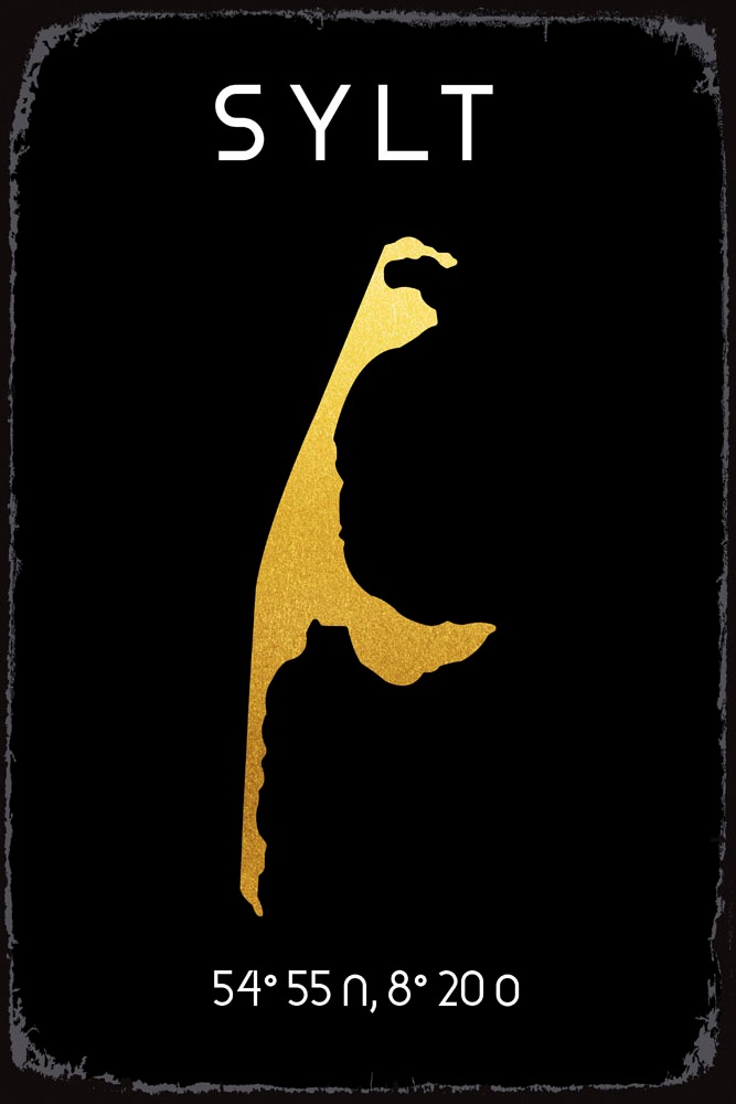 queence Metallbild »Golden Island«, Schriftzüge-Schriftzug, (1 St.), Stahlschilder