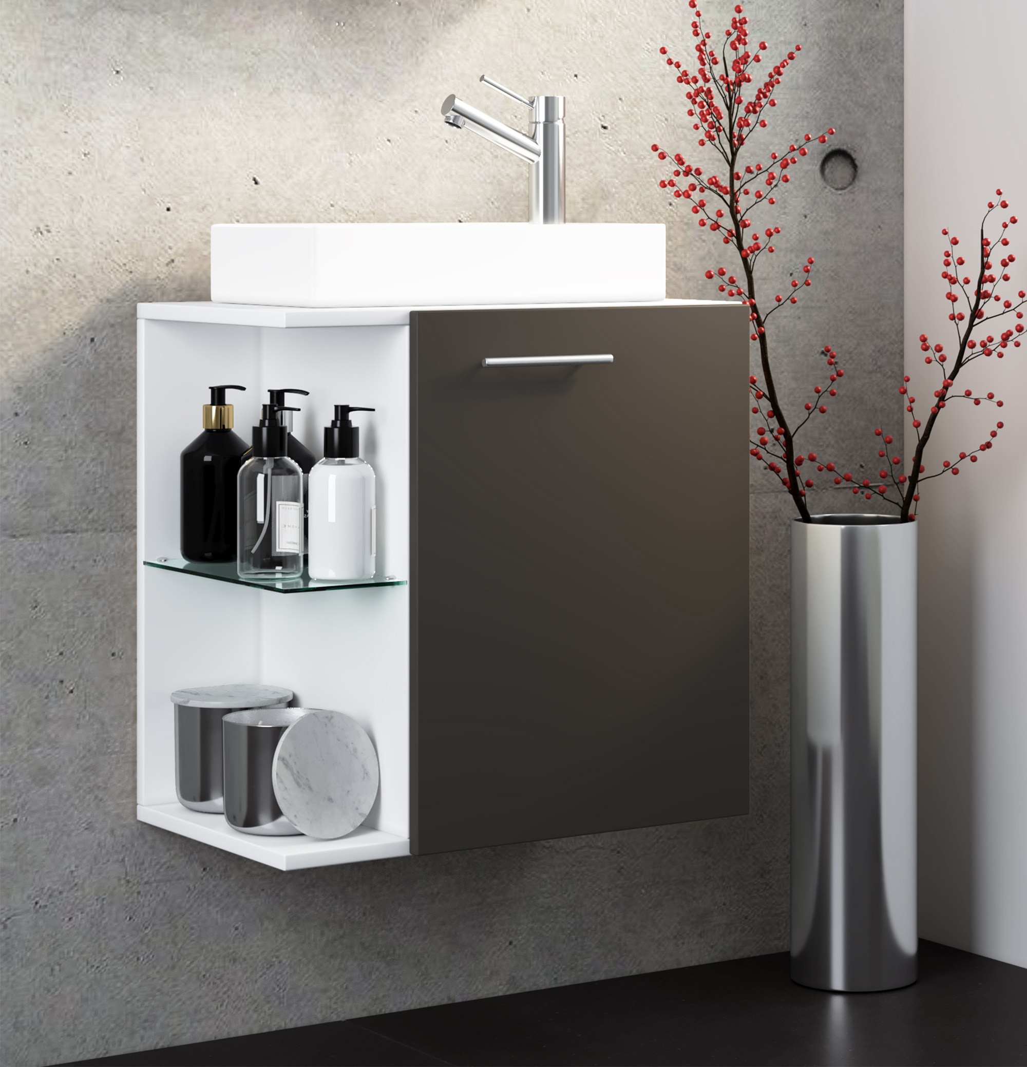 VCM Waschbeckenunterschrank »VCM 2-tlg Set | Waschplatz für Gäste WC | Gästebad | Waschtisch | Badezimmer Set ¿ Hausa«, (2 St.)