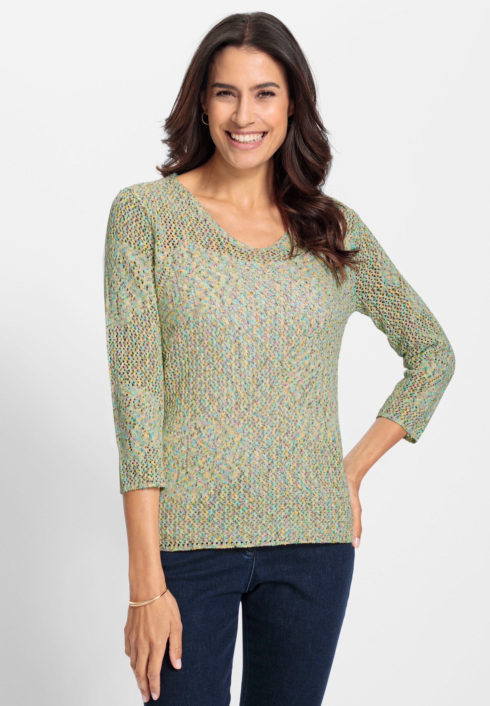 Witt Strickpullover »Ajour-Pullover Ajourpullover in Multicolour-Bändchengarn«